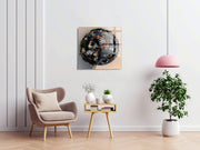 Pintura Decorativa em Vidro Temperado Multicolor 40x40cm - Arte Moderna para Decoração de Interiores