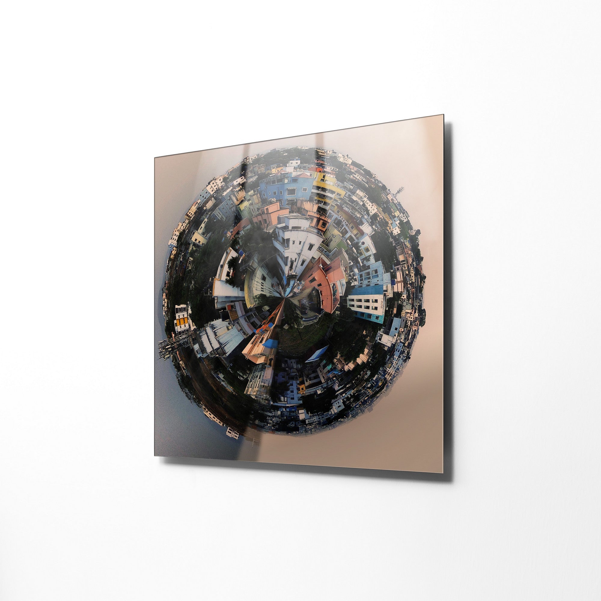 Pintura Decorativa em Vidro Temperado Multicolor 40x40cm - Arte Moderna para Decoração de Interiores