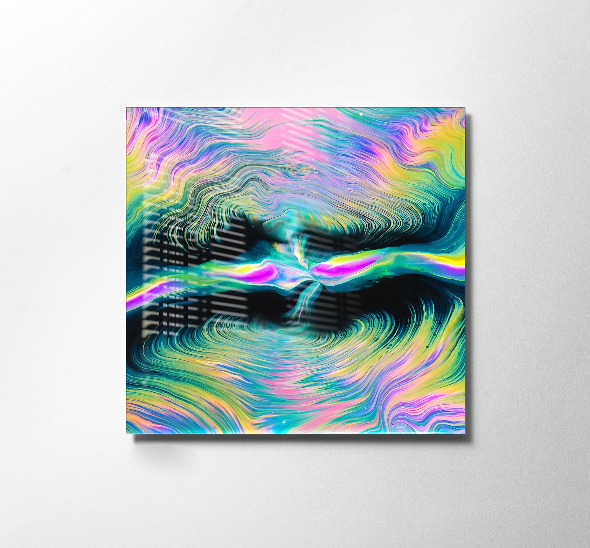 Pintura Decorativa em Vidro Temperado Multicolor 40x40cm - Arte Moderna para Decoração de Interiores