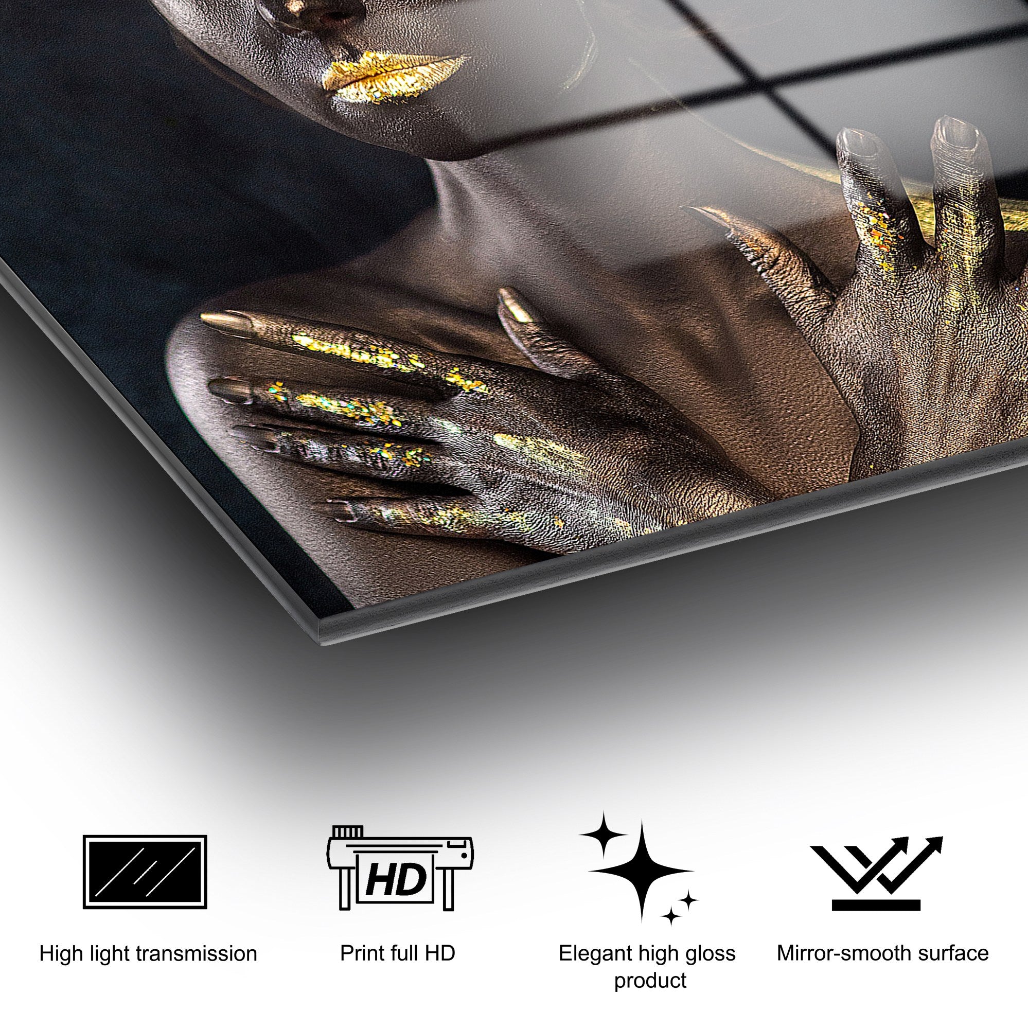 Arte Decorativa em Vidro Temperado UV-003 - Pintura Multicolor 70x100cm - Qualidade Premium 4mm