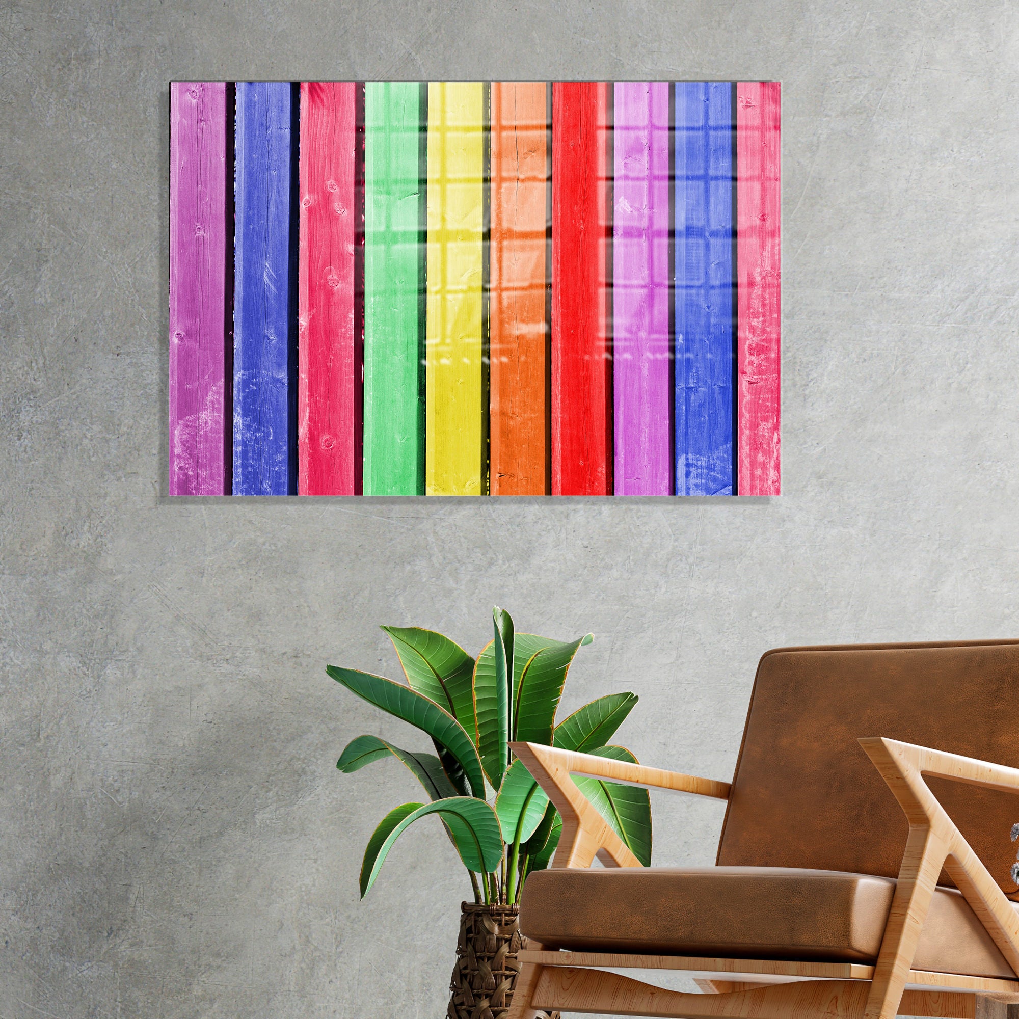 Arte Decorativa em Vidro Temperado UV-004 - Pintura Multicolor 70x100cm - Qualidade Premium 4mm