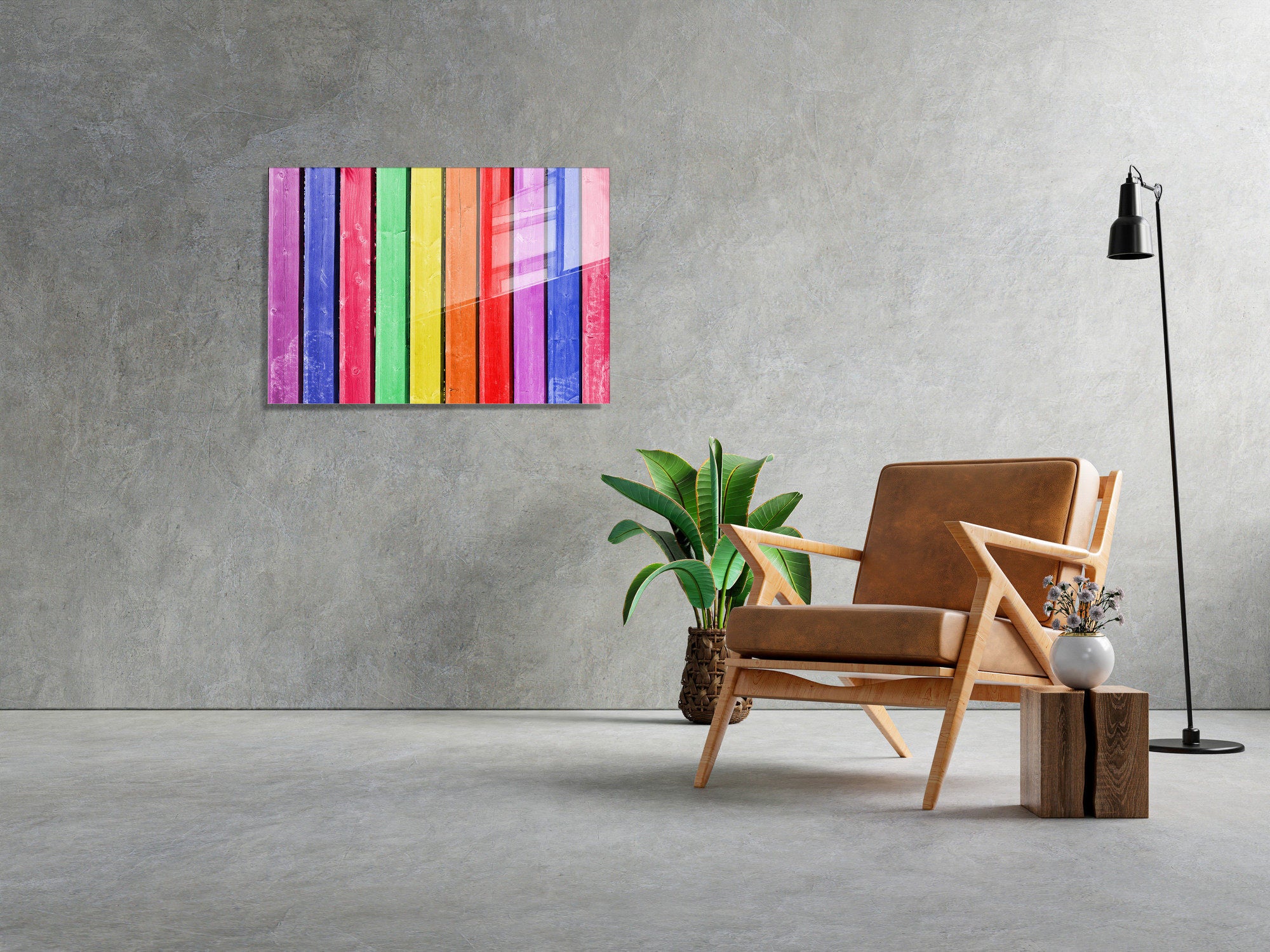 Arte Decorativa em Vidro Temperado UV-004 - Pintura Multicolor 70x100cm - Qualidade Premium 4mm