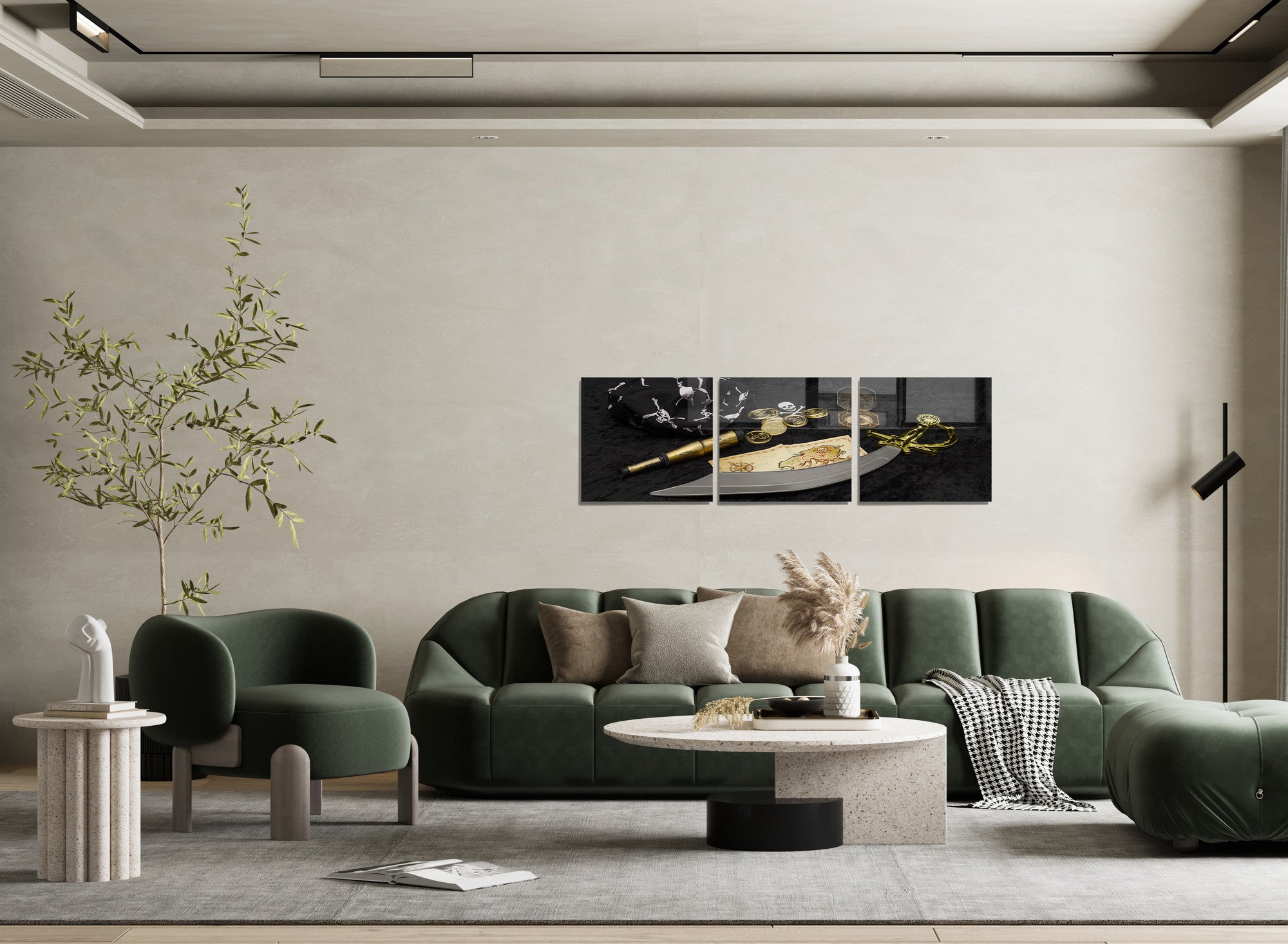 Conjunto de 3 Quadros Decorativos em Vidro Temperado Multicolor - 60x60cm cada