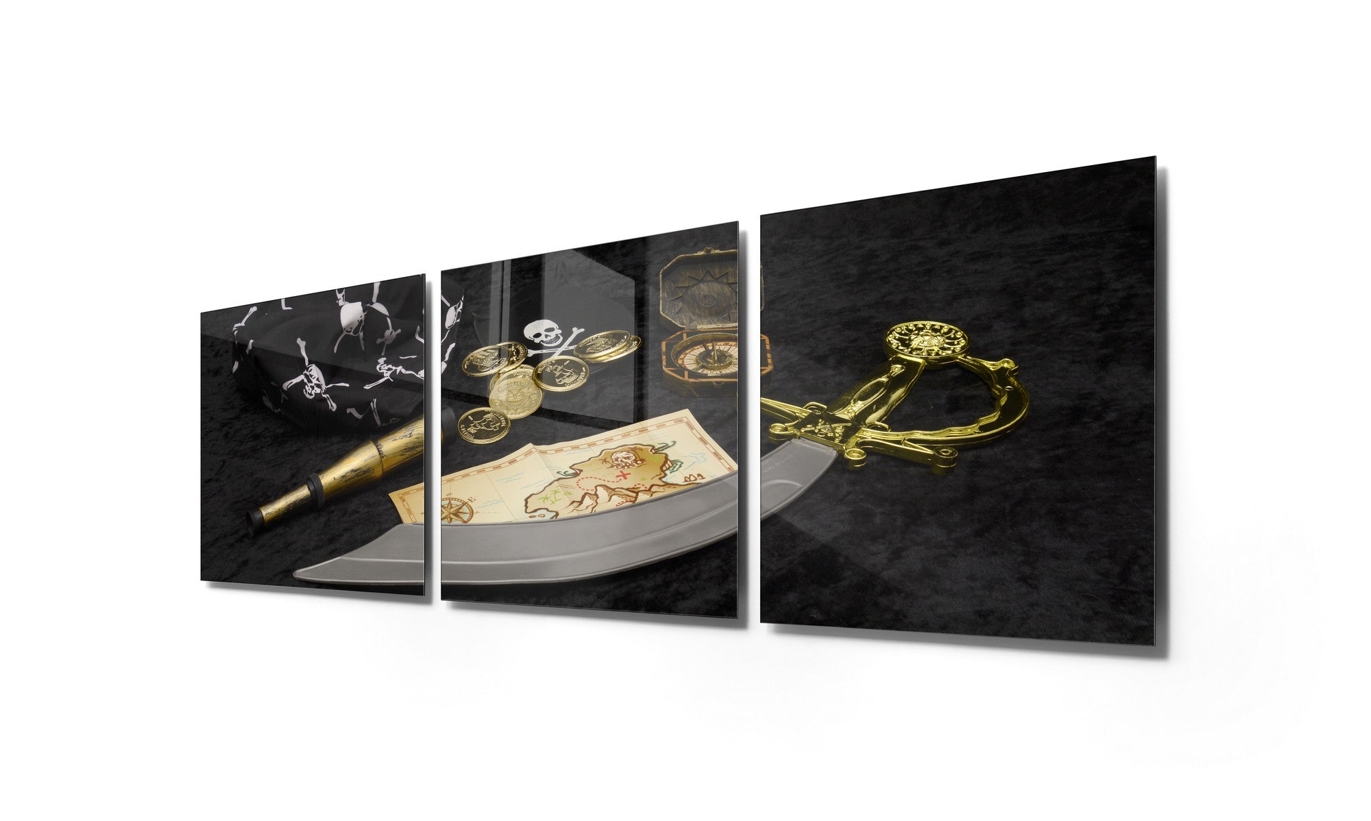 Conjunto de 3 Quadros Decorativos em Vidro Temperado Multicolor - 60x60cm cada