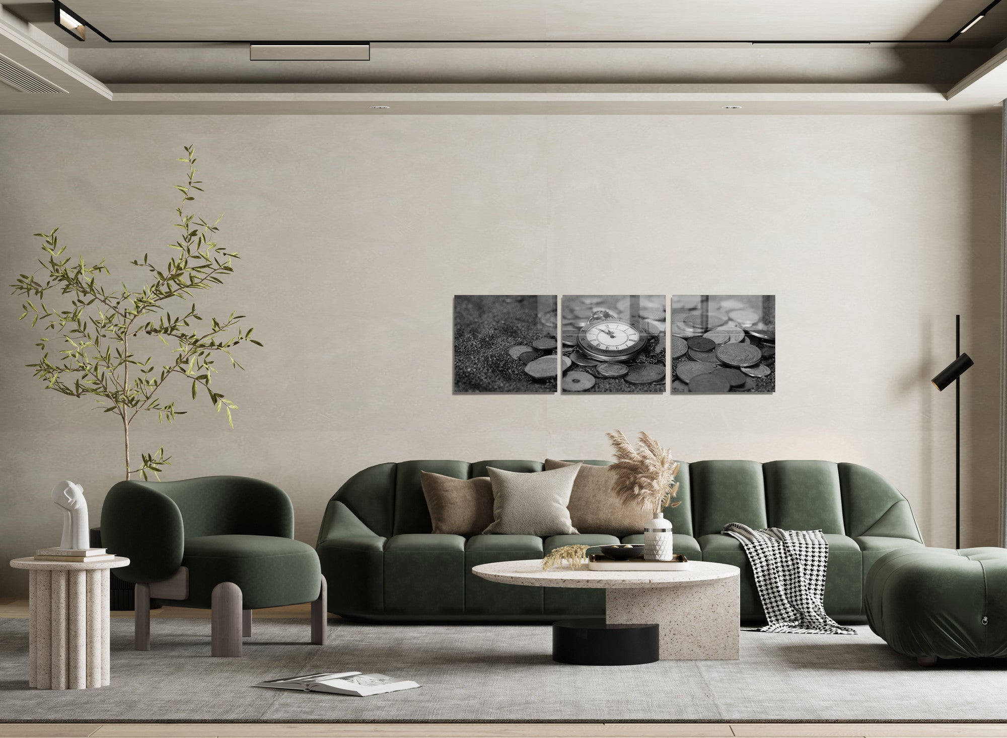 Conjunto de 3 Quadros Decorativos em Vidro Temperado Multicolor - 60x60cm cada