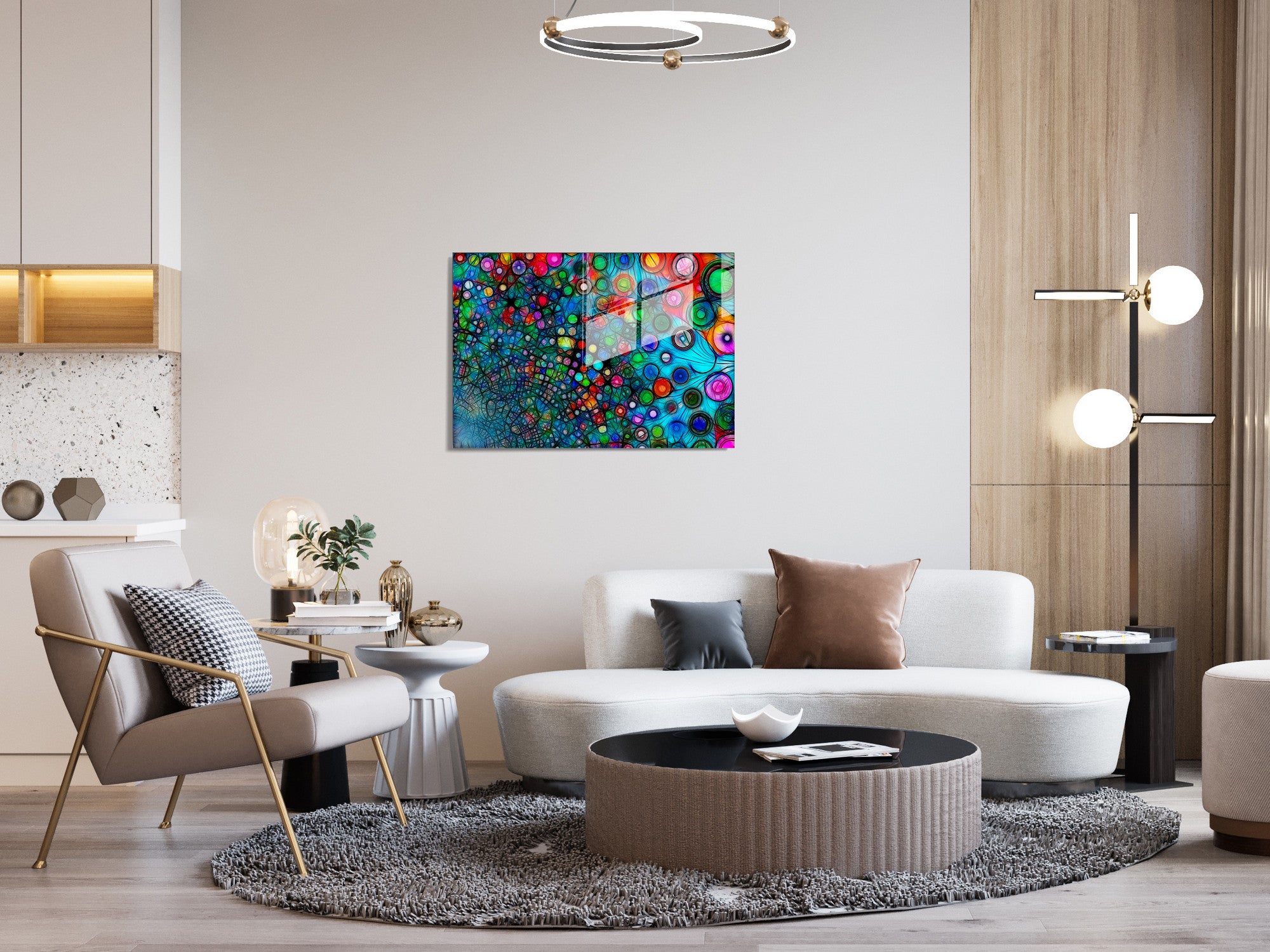 Quadro Decorativo em Vidro Temperado Multicolor 70x100cm - Arte Moderna para Transformar o Seu Espaço