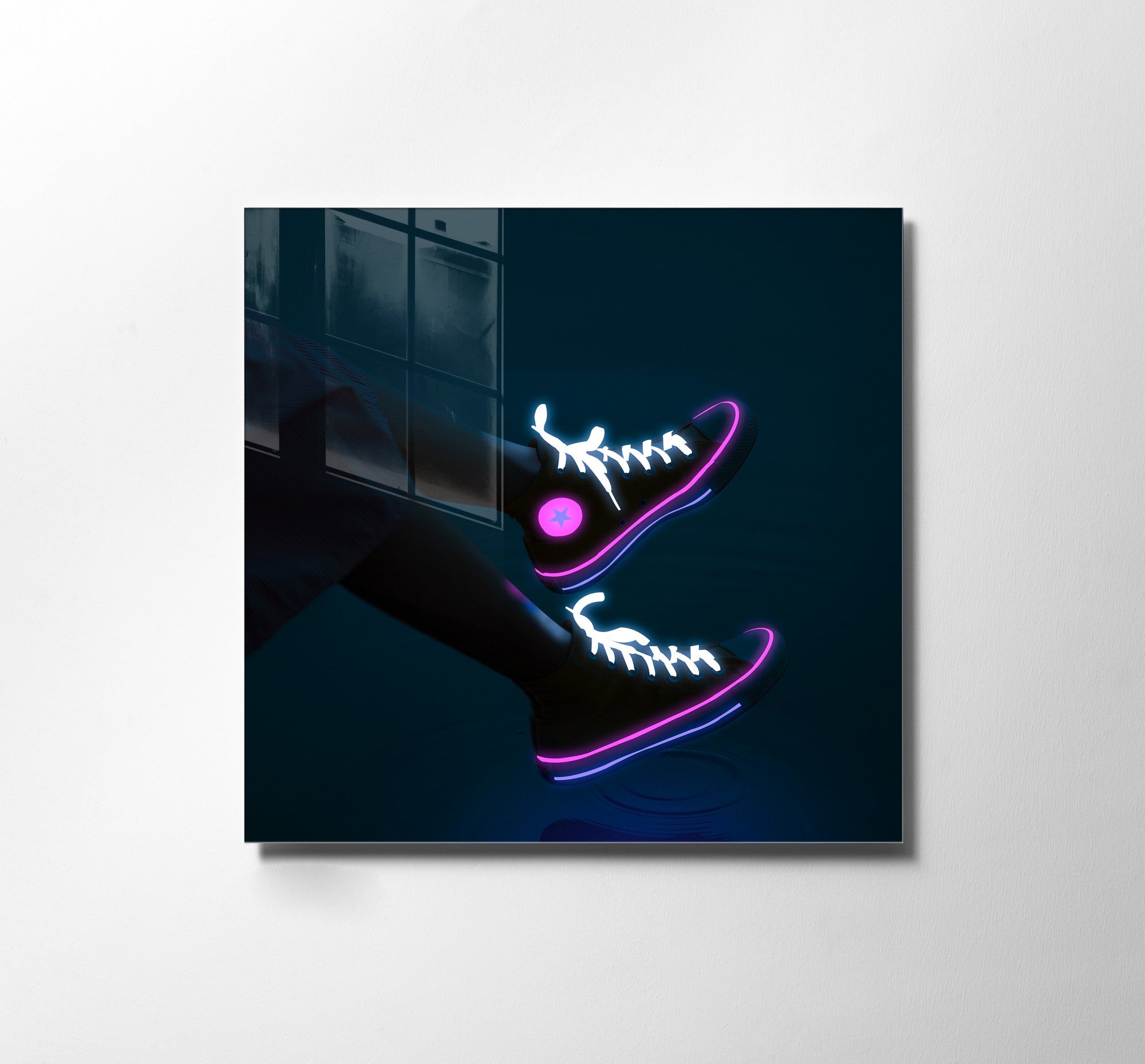 Pintura Decorativa em Vidro Temperado Multicolor 40x40cm - Arte Moderna para Decoração de Interiores