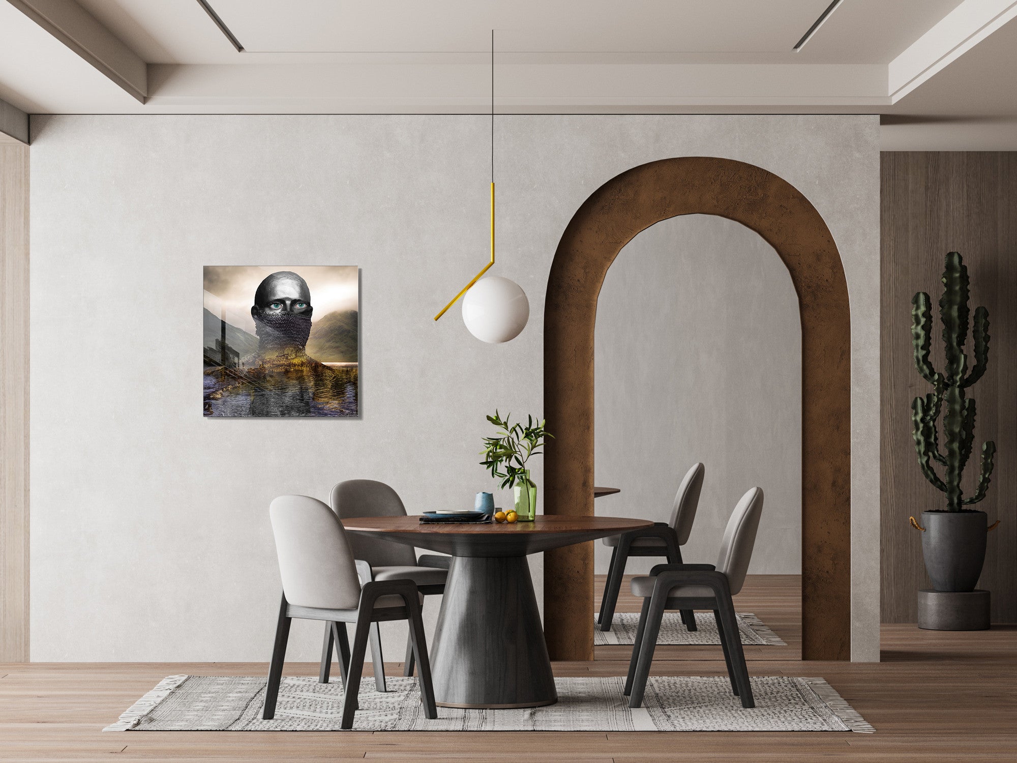 Pintura Decorativa em Vidro Temperado Multicolor 40x40cm - Arte Moderna para Decoração de Interiores