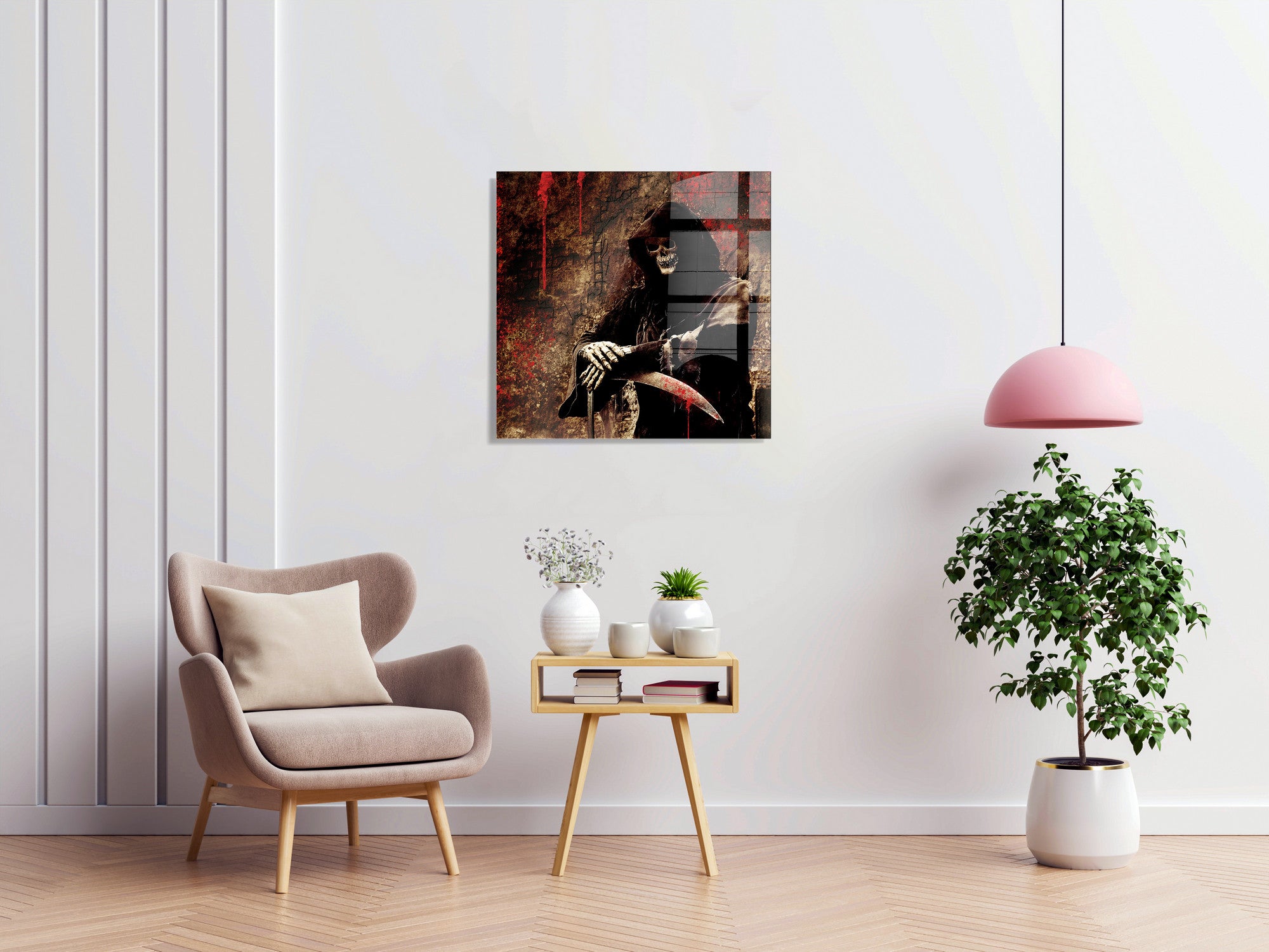 Pintura Decorativa em Vidro Temperado Multicolor 40x40cm - Arte Moderna para Decoração de Interiores