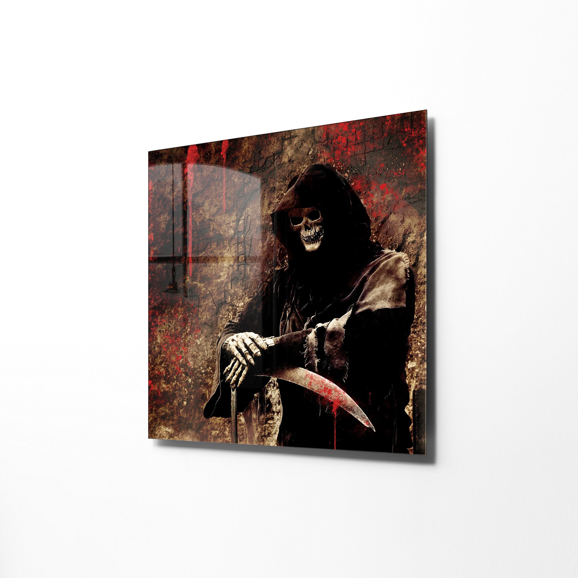 Pintura Decorativa em Vidro Temperado Multicolor 40x40cm - Arte Moderna para Decoração de Interiores