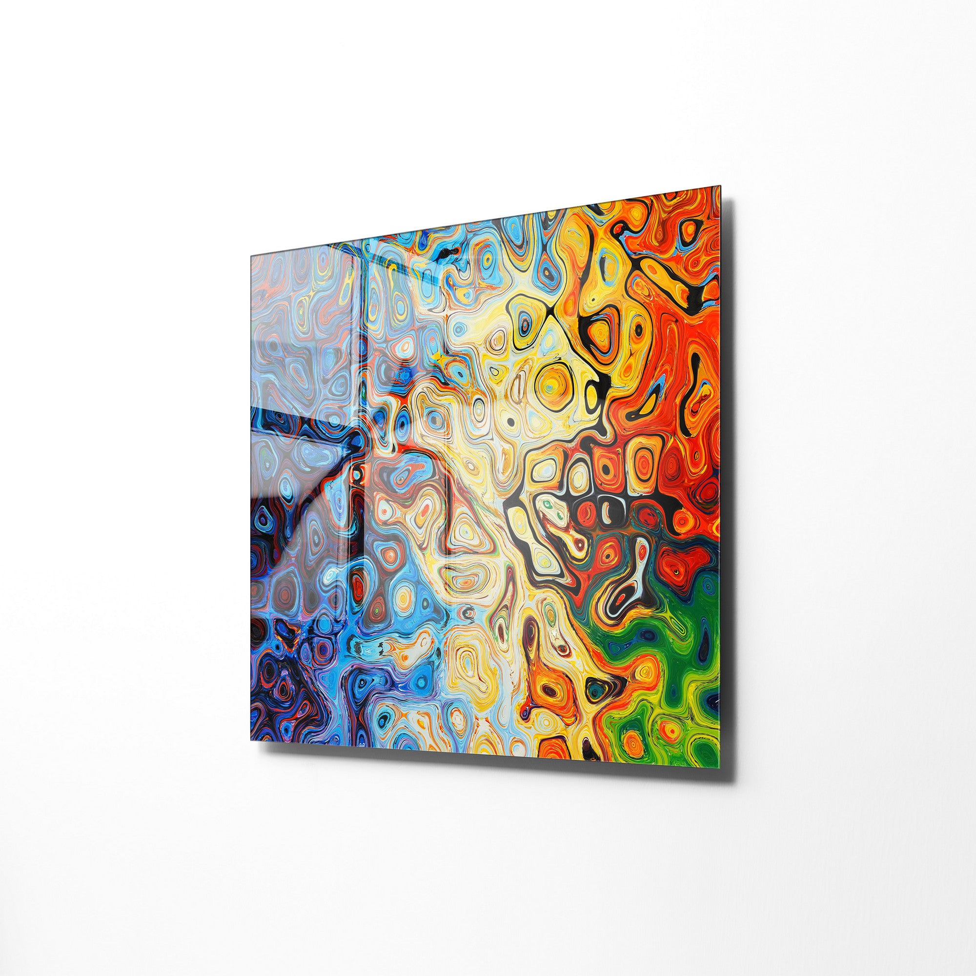 Quadro Decorativo em Vidro Temperado Multicolor 60x60cm - Arte Moderna para Transformar o Seu Espaço