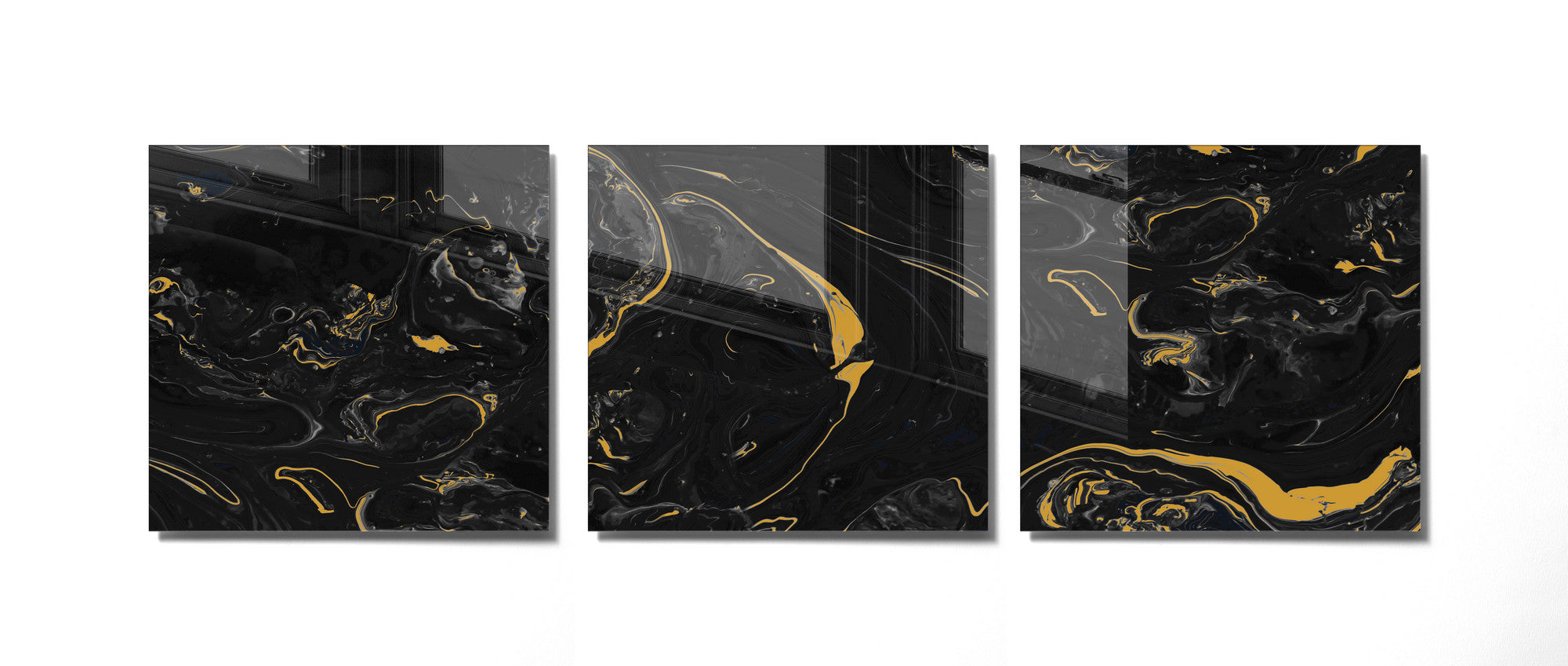 Conjunto de 3 Quadros Decorativos em Vidro Temperado Multicolor - 40x40cm - Arte Moderna para Decoração de Interiores