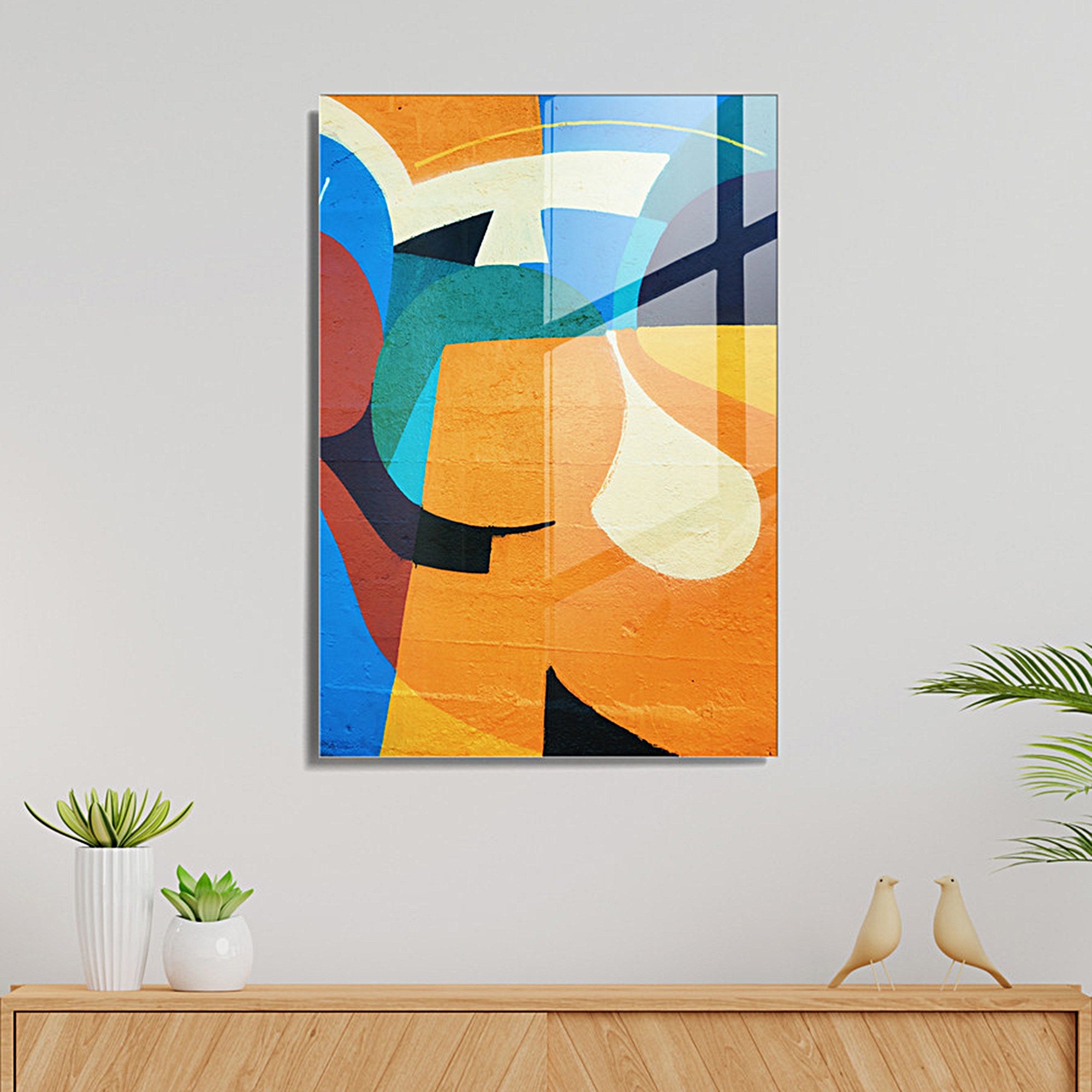 Arte Decorativa em Vidro Temperado UV-012 - Pintura Multicolor 45x65cm - Qualidade Premium 4mm