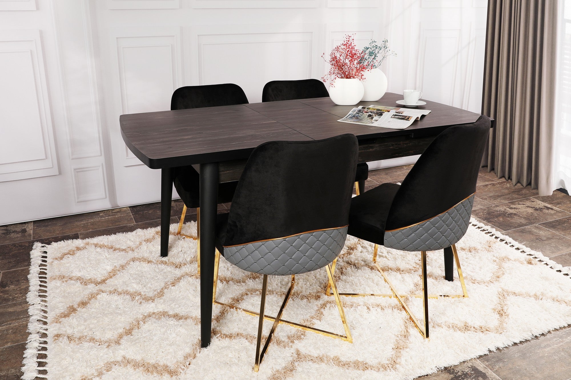 Mesa de Jantar Extensível-Inci-Preto