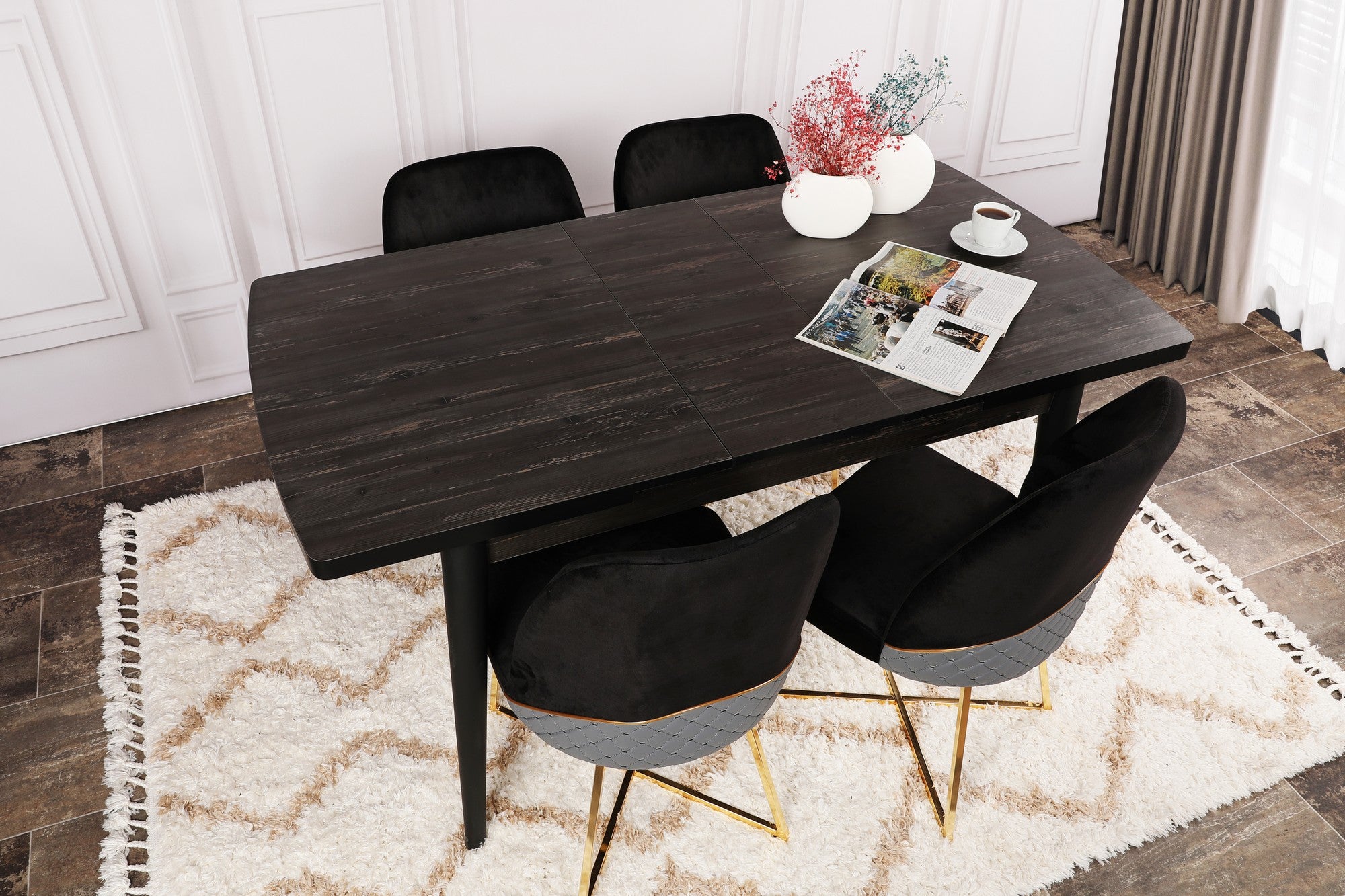 Mesa de Jantar Extensível-Inci-Preto