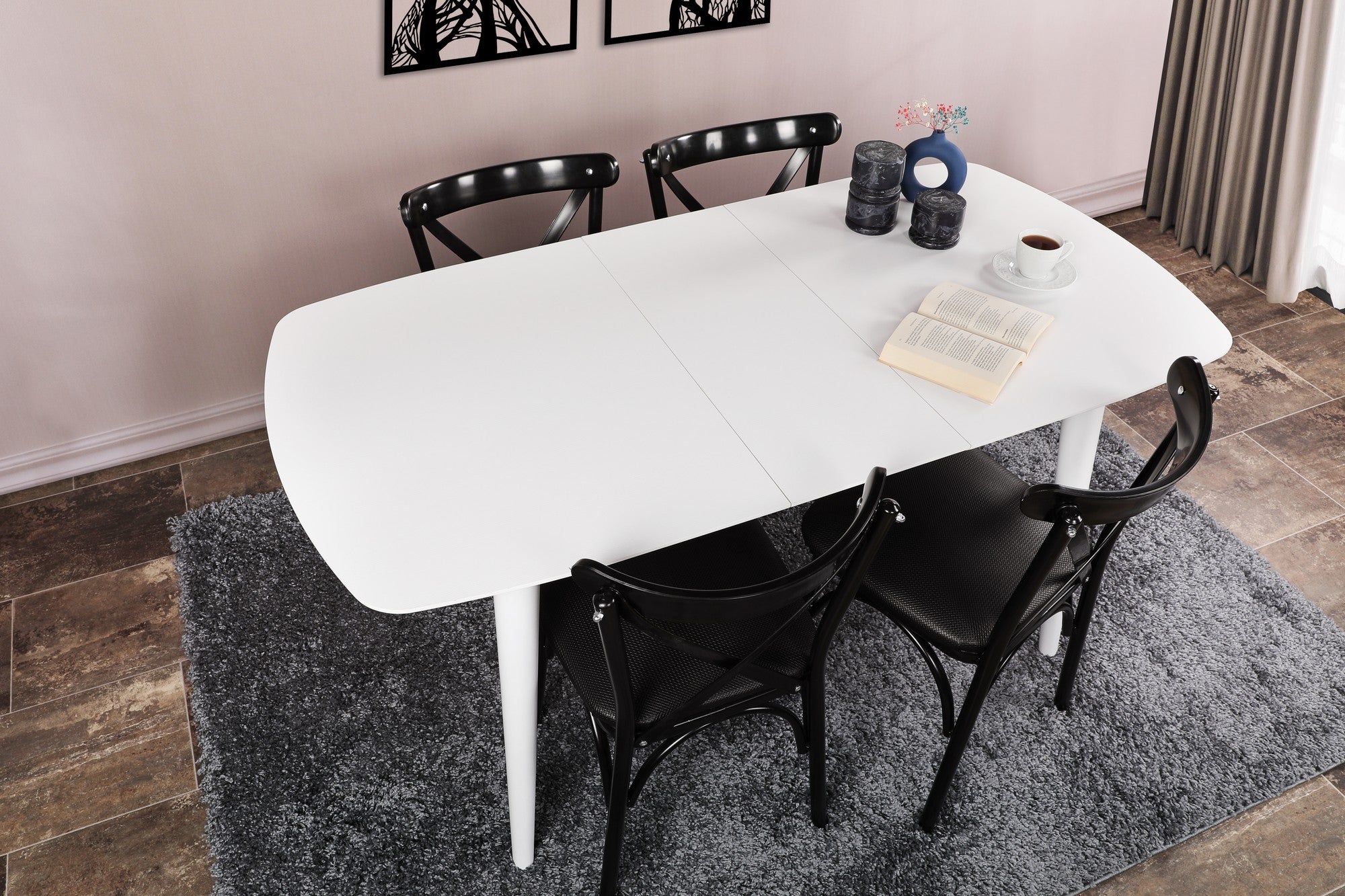 Mesa de Jantar Extensível-Retro-Branco