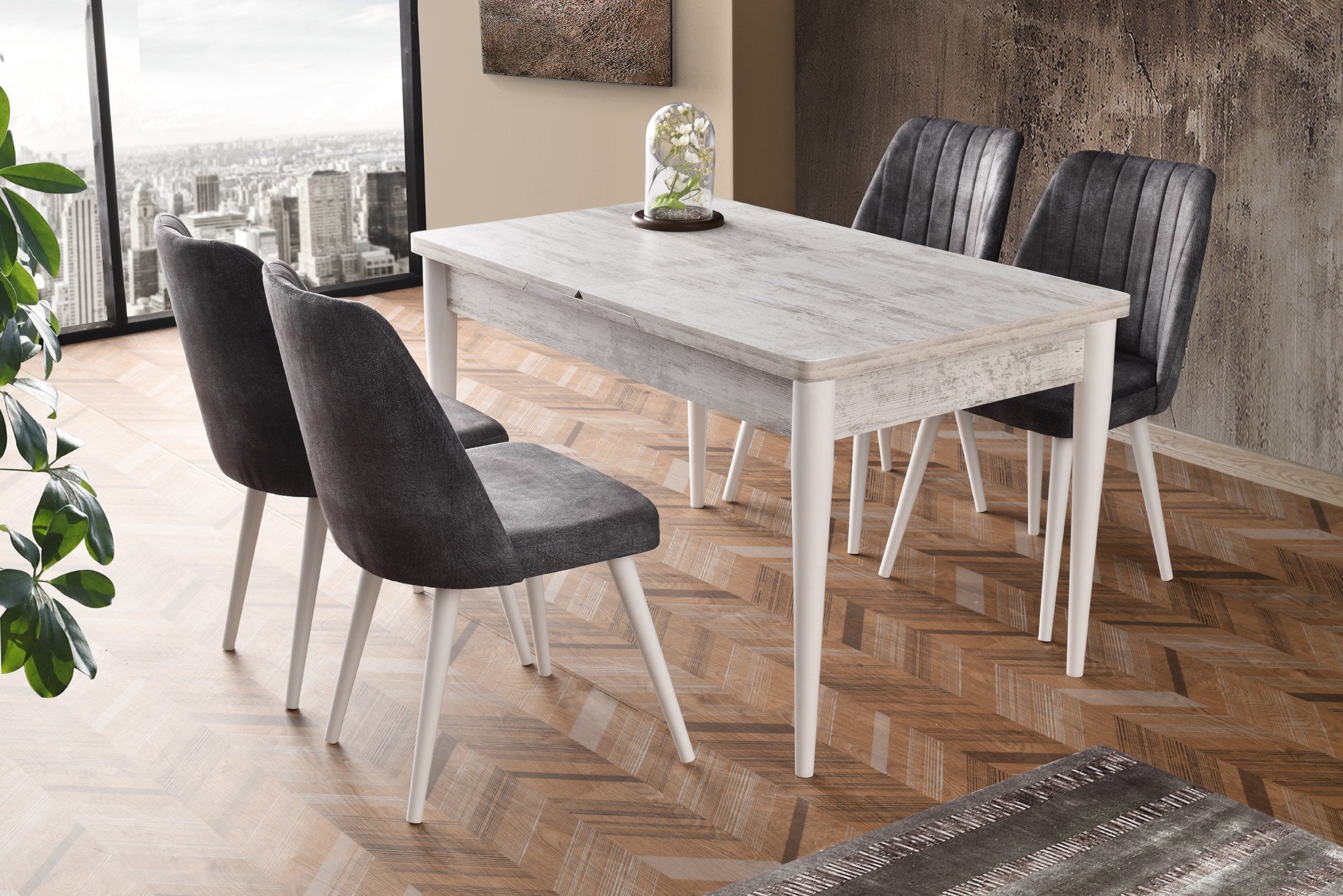 Mesa de Jantar Extensível-Ahsap Kelebek-Branco
