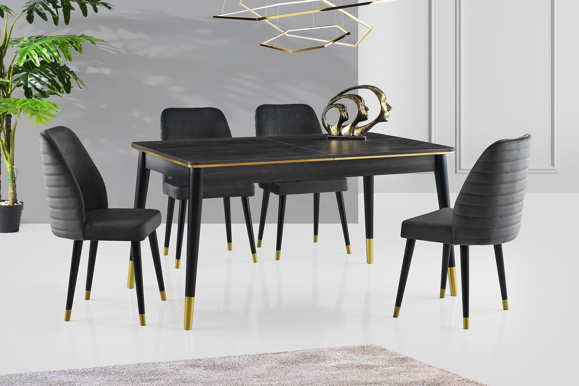Mesa de Jantar Extensível-Flora-Preto
Dourado