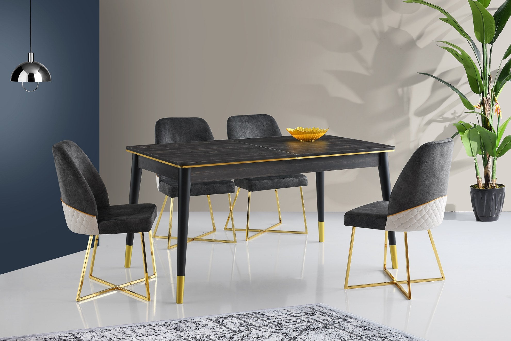 Mesa de Jantar Extensível-Flora-Preto
Dourado