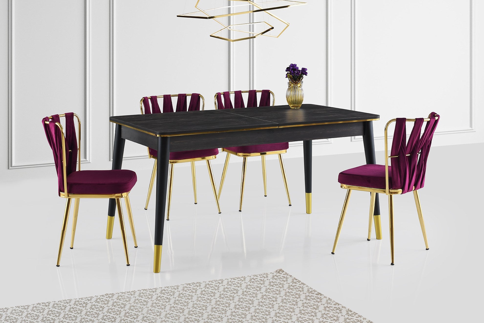 Mesa de Jantar Extensível-Flora-Preto
Dourado