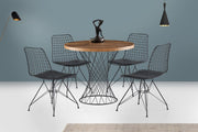 Mesa de Jantar Elegante em Nogueira e Preto, 90 x 75 x 90 cm | Painel de Partículas 100% Revestido em Melamina, Pés de Metal | Design Durável e Moderno para Espaços de Jantar