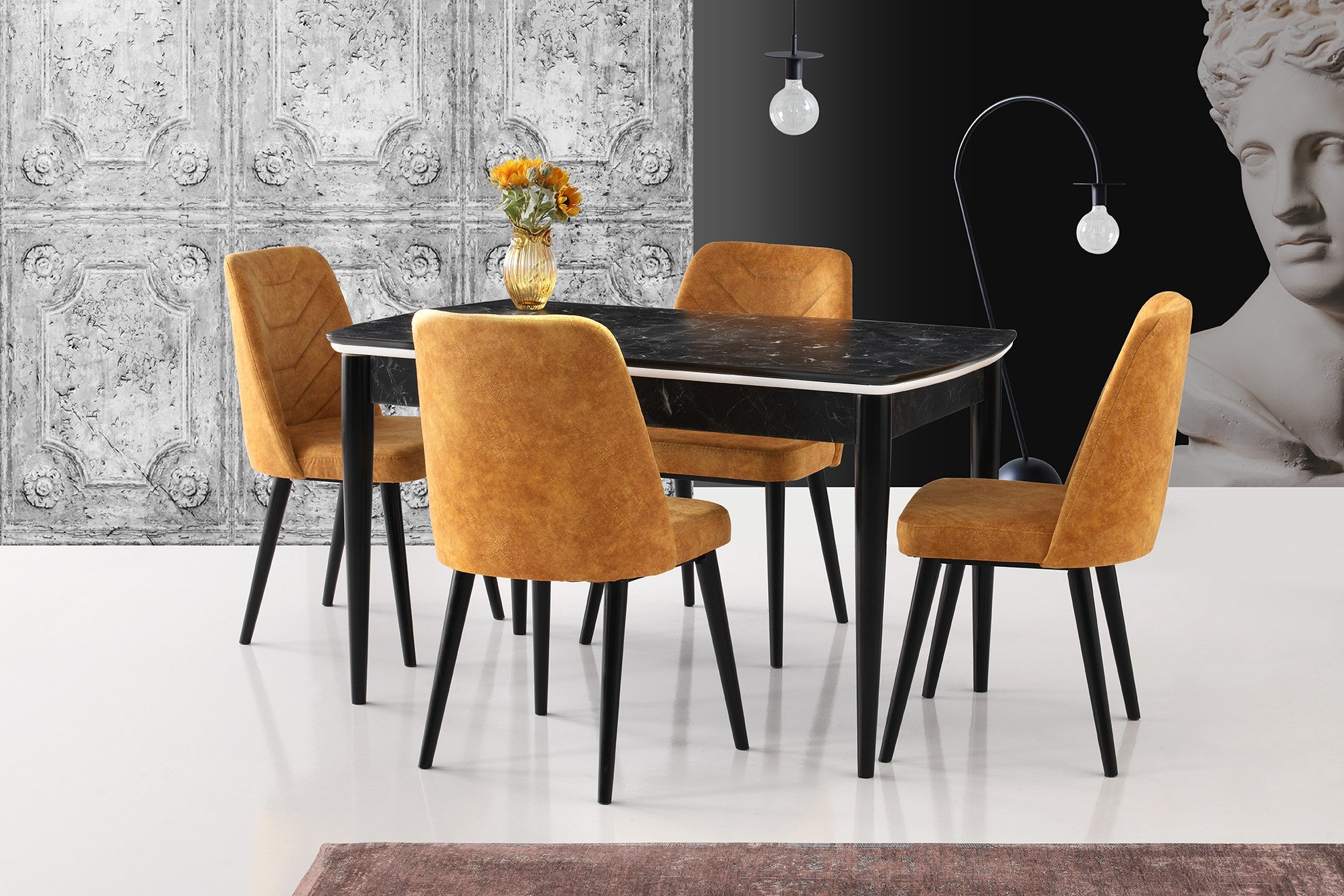 Mesa de Jantar Extensível-Vega-Preto
Branco
