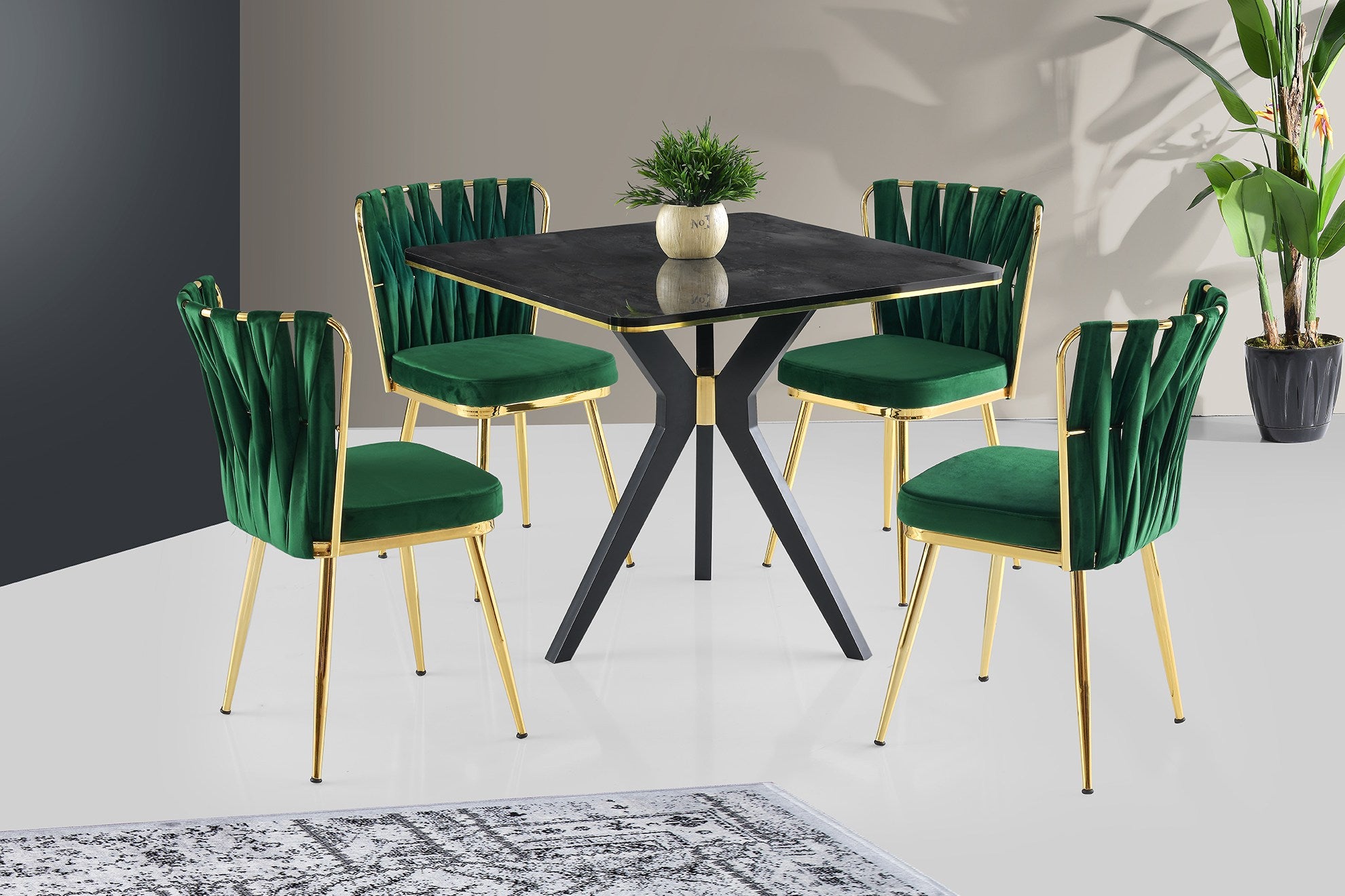 Mesa de jantar-İkon-Preto
Dourado