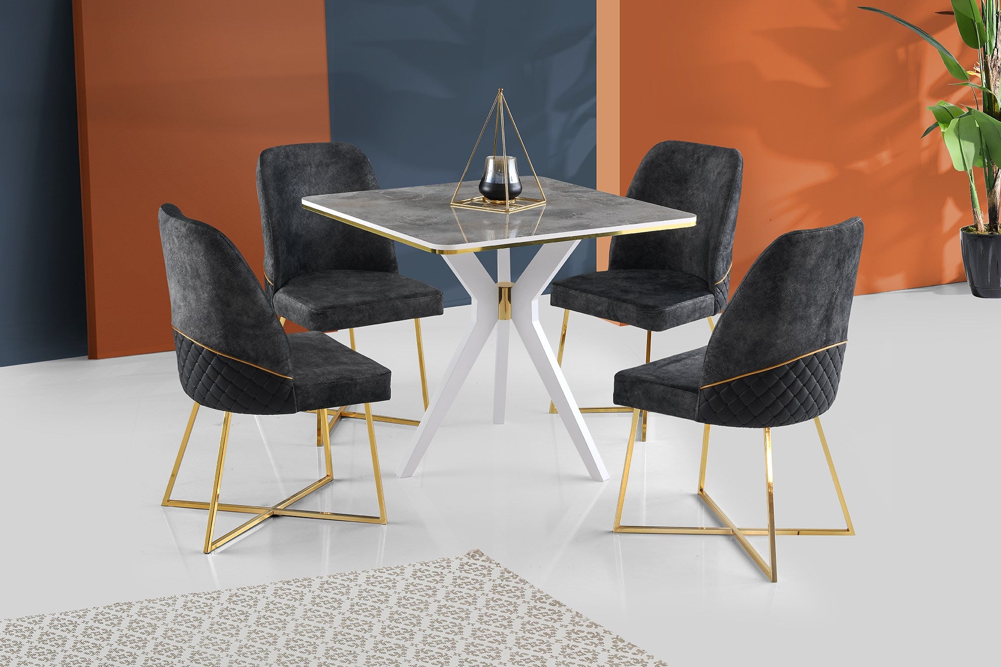 Mesa de jantar-İkon-Cinza
Branco
Dourado