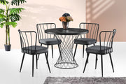Mesa de Jantar Preta Elegante, 90 x 75 x 90 cm | Painel de Partículas 100% Revestido em Melamina e Pés de Metal | Design Durável e Moderno para Salas de Jantar