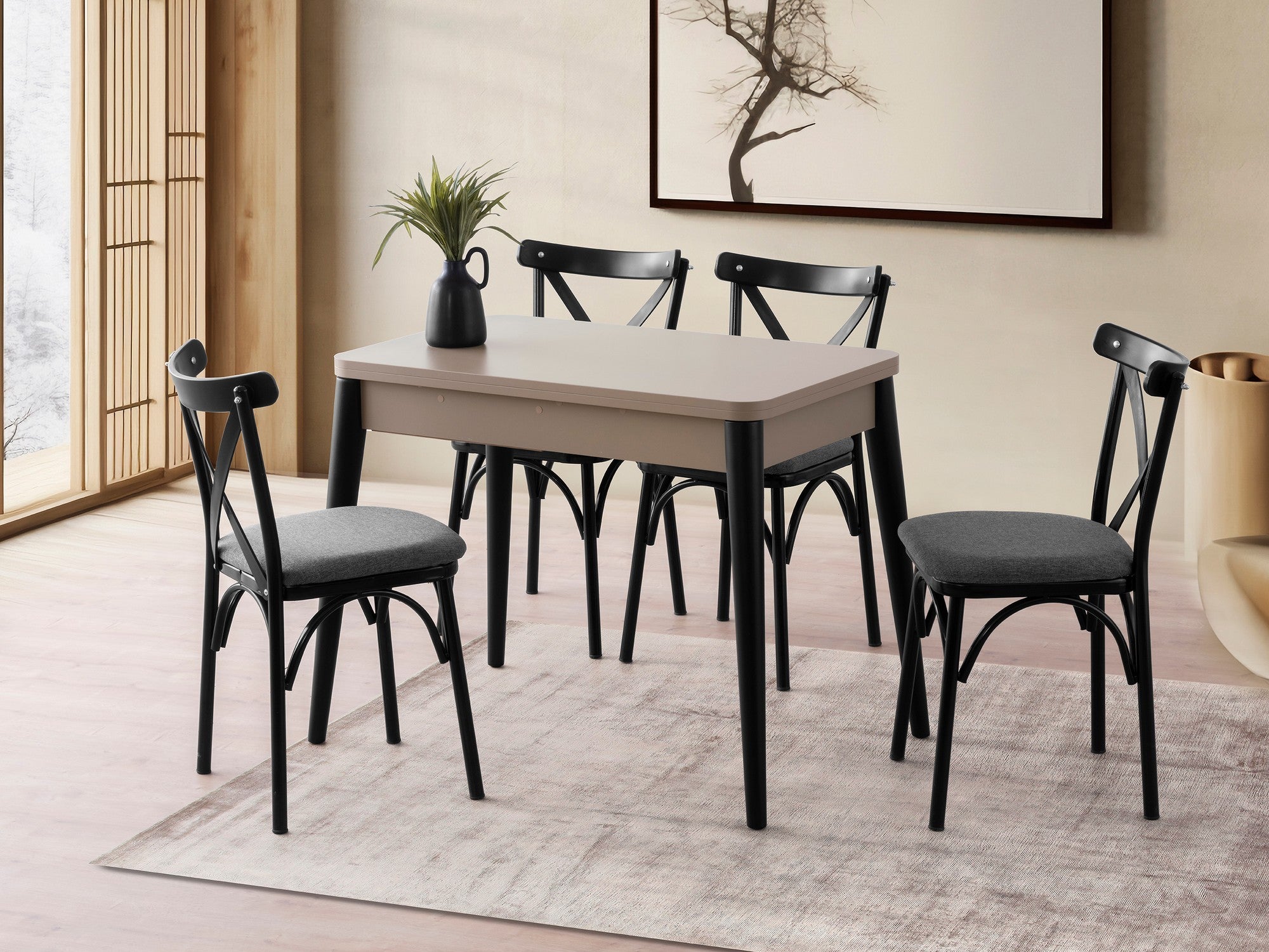 Mesa de Jantar Extensível-Dolunay-Mocha Claro