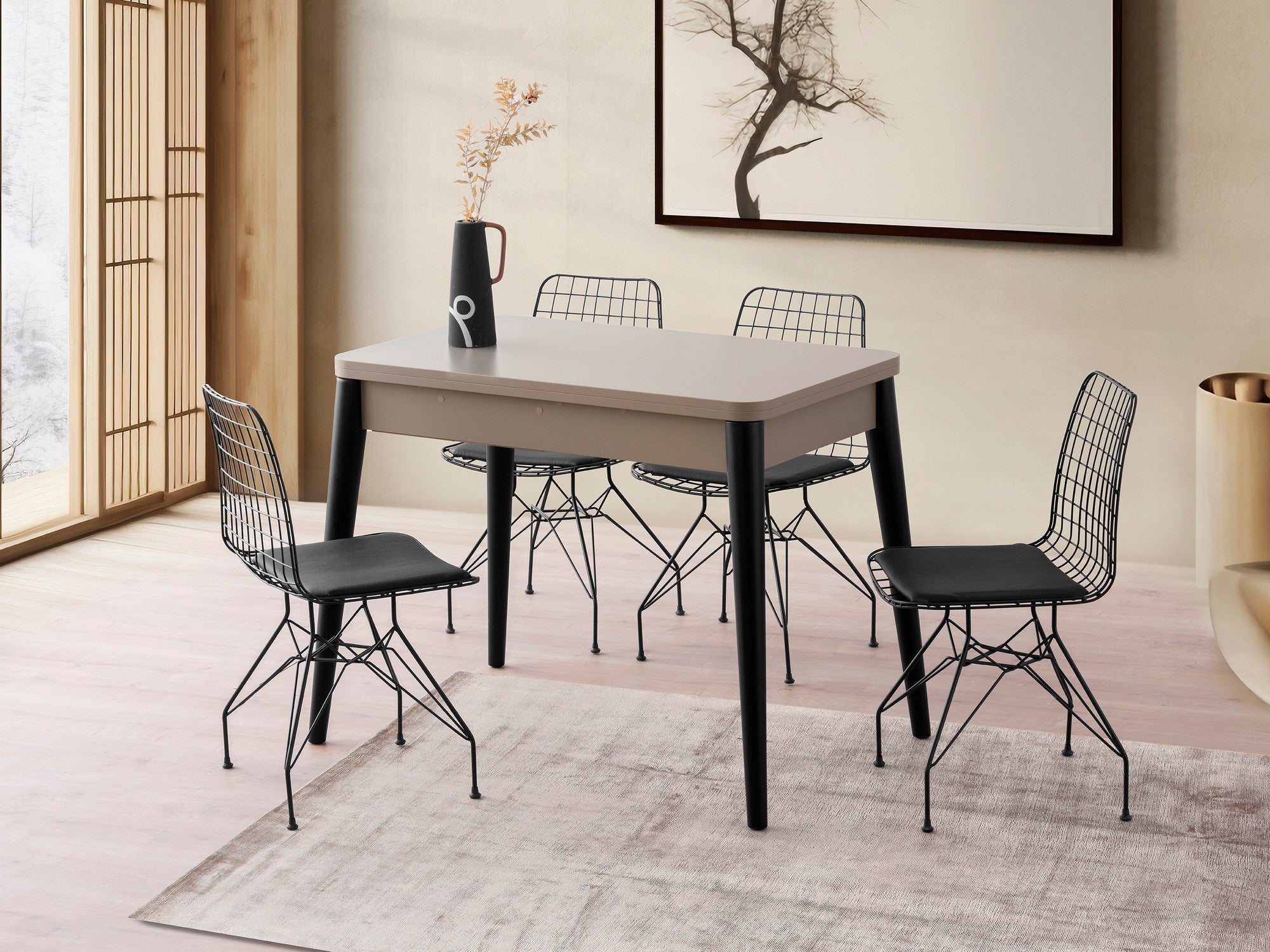 Mesa de Jantar Extensível-Dolunay-Mocha Claro