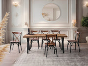 Mesa de Jantar Elegante em Nogueira, 180 x 80 x 79 cm | Painel de Partículas 100% Revestido em Melamina e Pés de Ferro | Design Resistente, Capacidade de 100 kg, Perfeita para Salas de Jantar Modernas