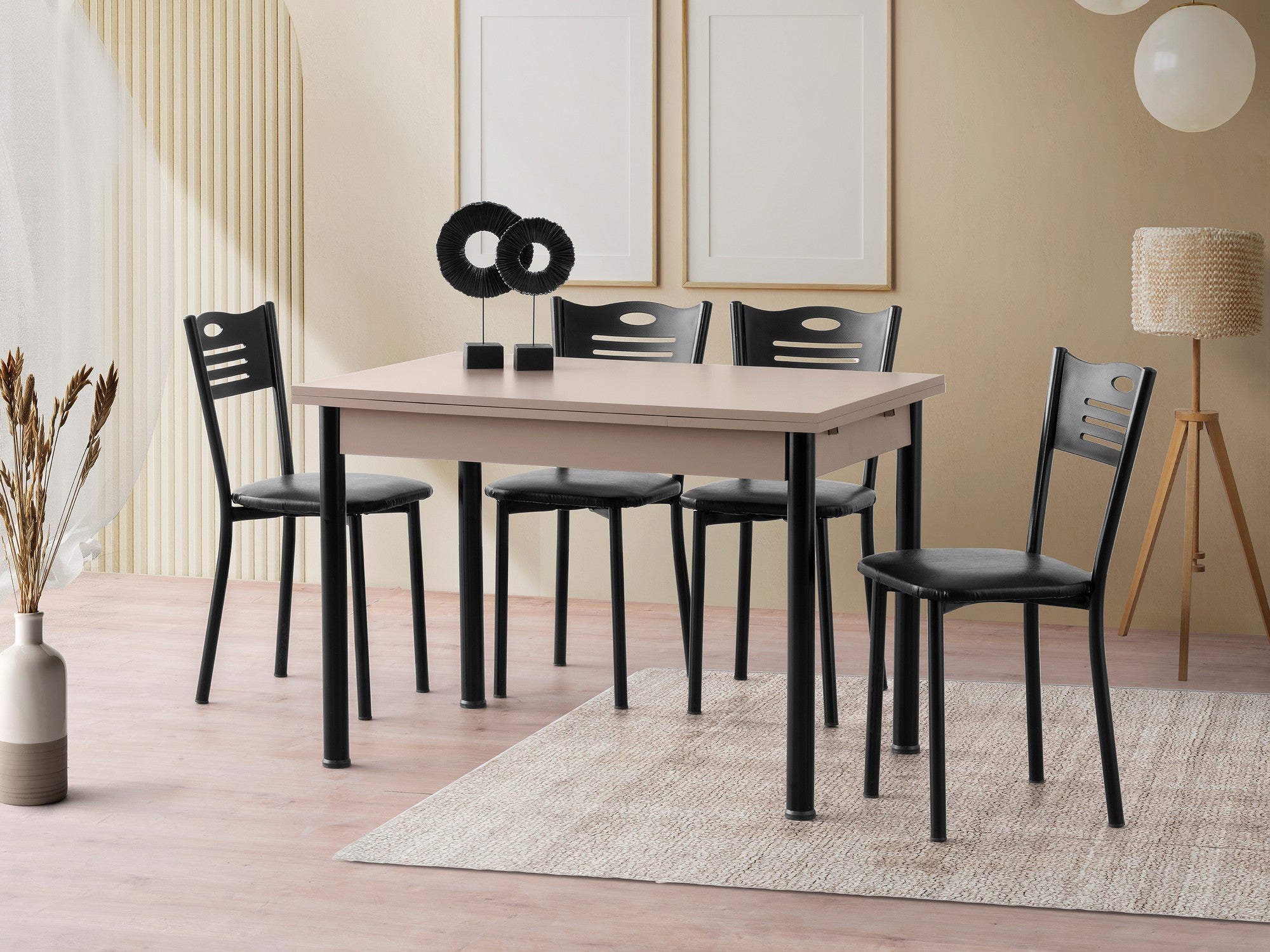 Mesa de Jantar Extensível-Polo-Mocha Claro