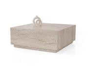 Mesa de Centro Elegante, 90 x 35,5 x 90 cm, Cor Travertino | Painel de Partículas 100% Revestido com Melamina, 18 mm de Espessura | Pés de Painel de Partículas Duráveis, Capacidade de 100 kg