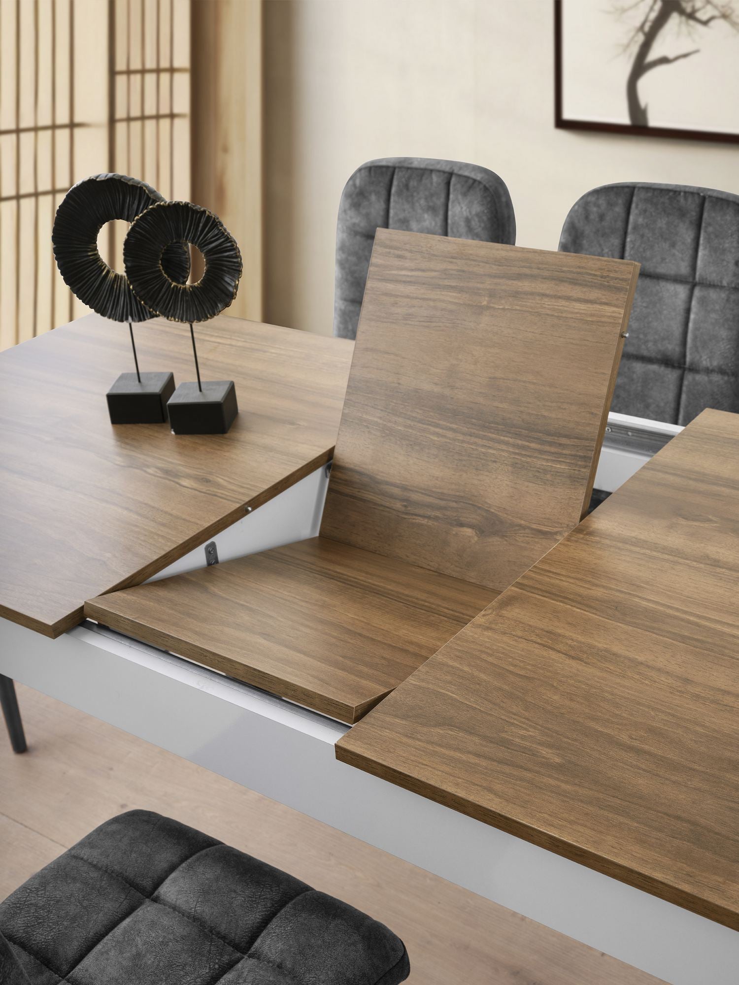 Mesa de Jantar Extensível-Cunda-Nogueira
Branco