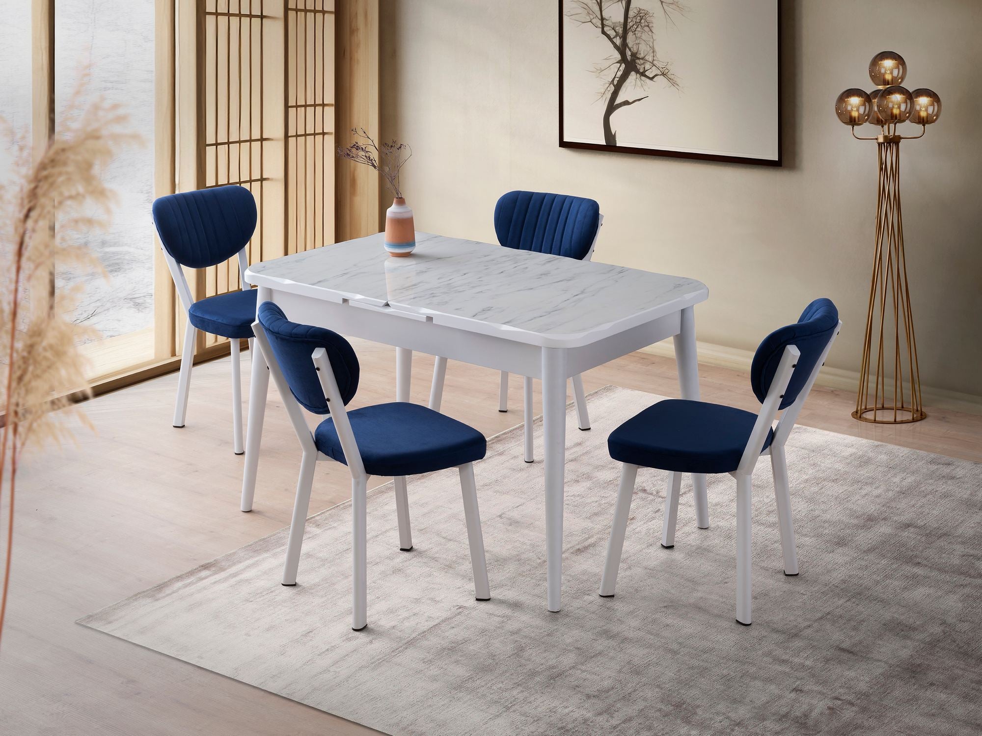 Mesa de Jantar Extensível-Crea-Branco