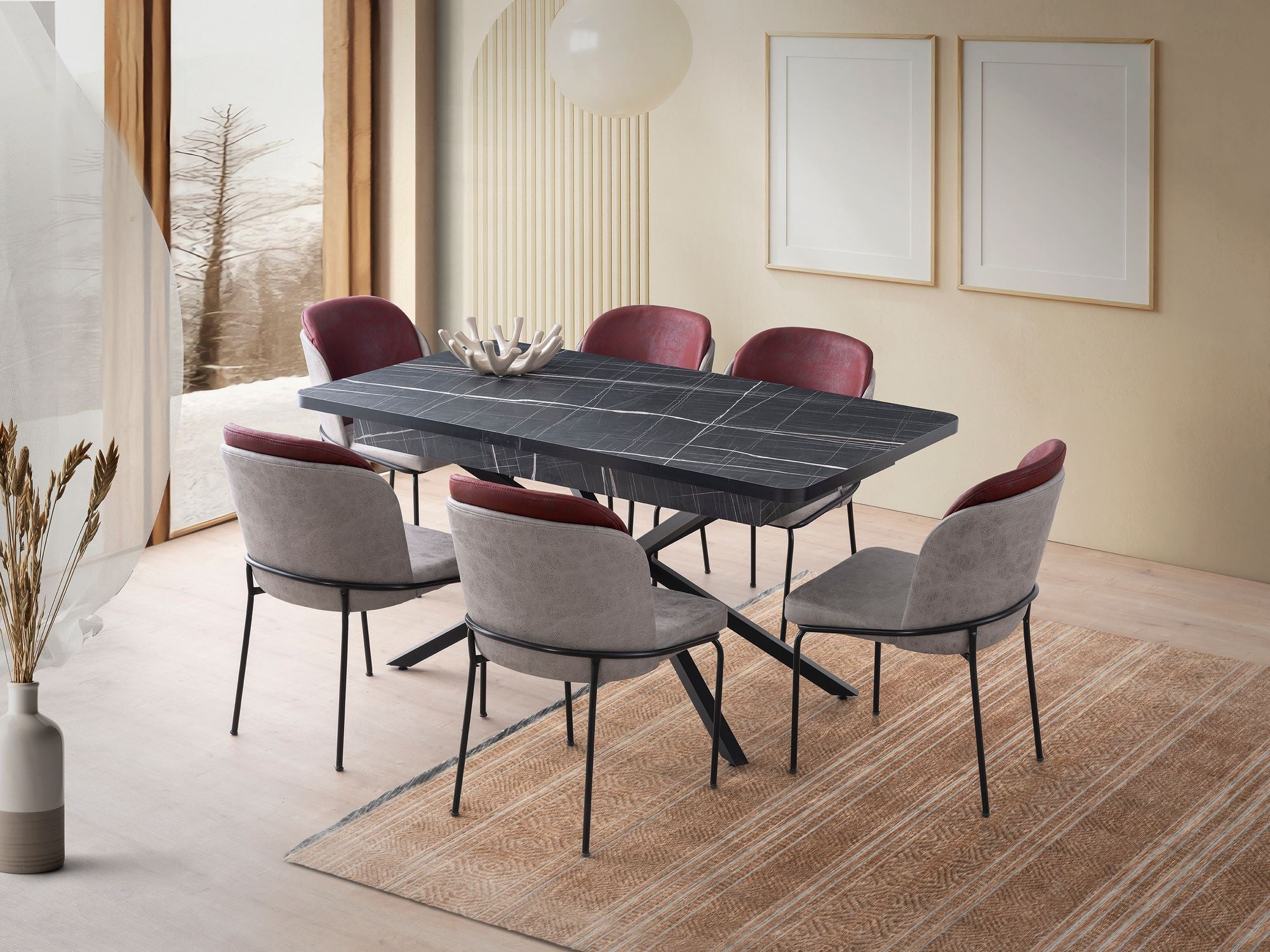 Mesa de Jantar Extensível-Falcon-Preto
Branco