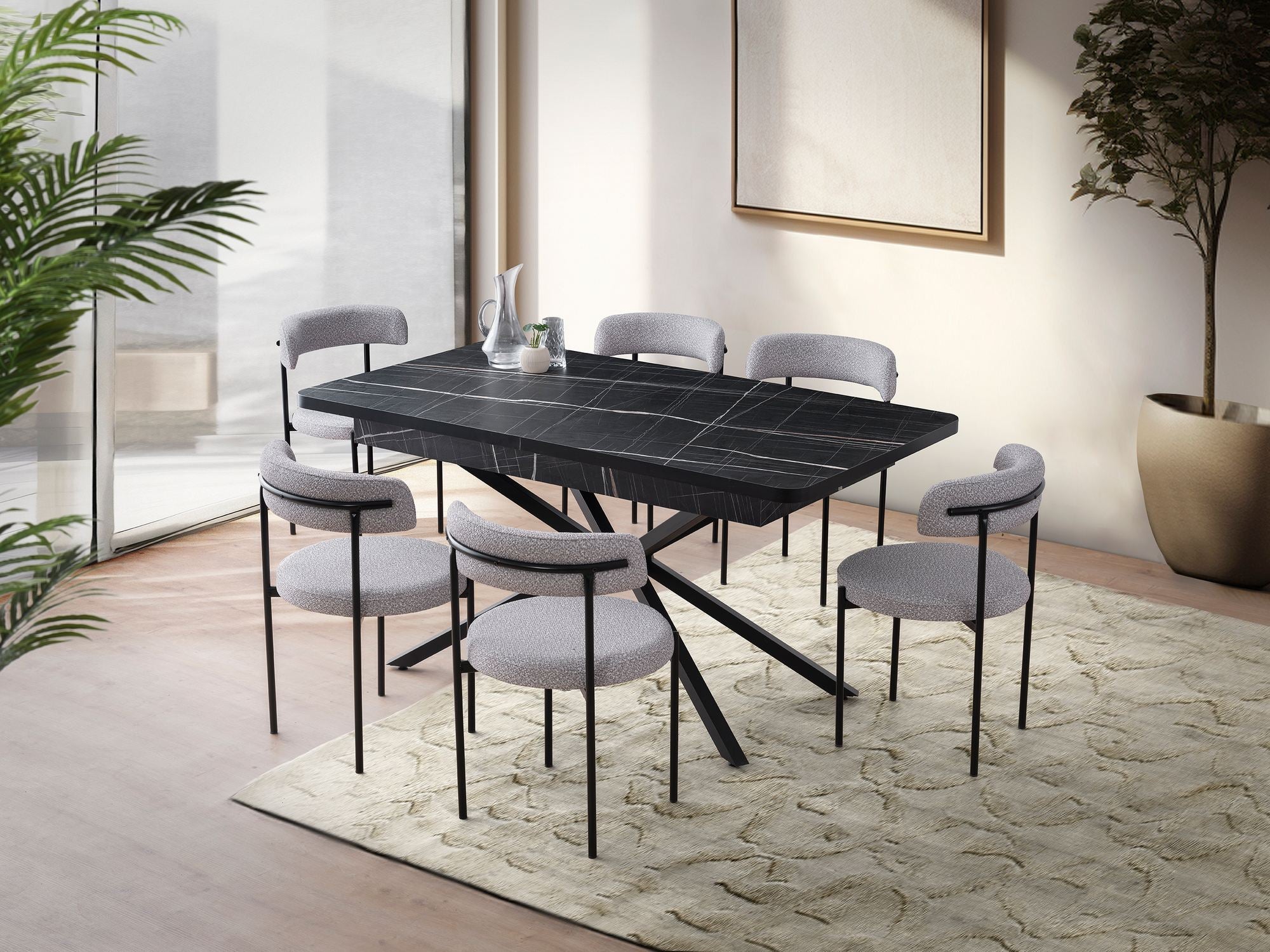 Mesa de Jantar Extensível-Falcon-Preto
Branco