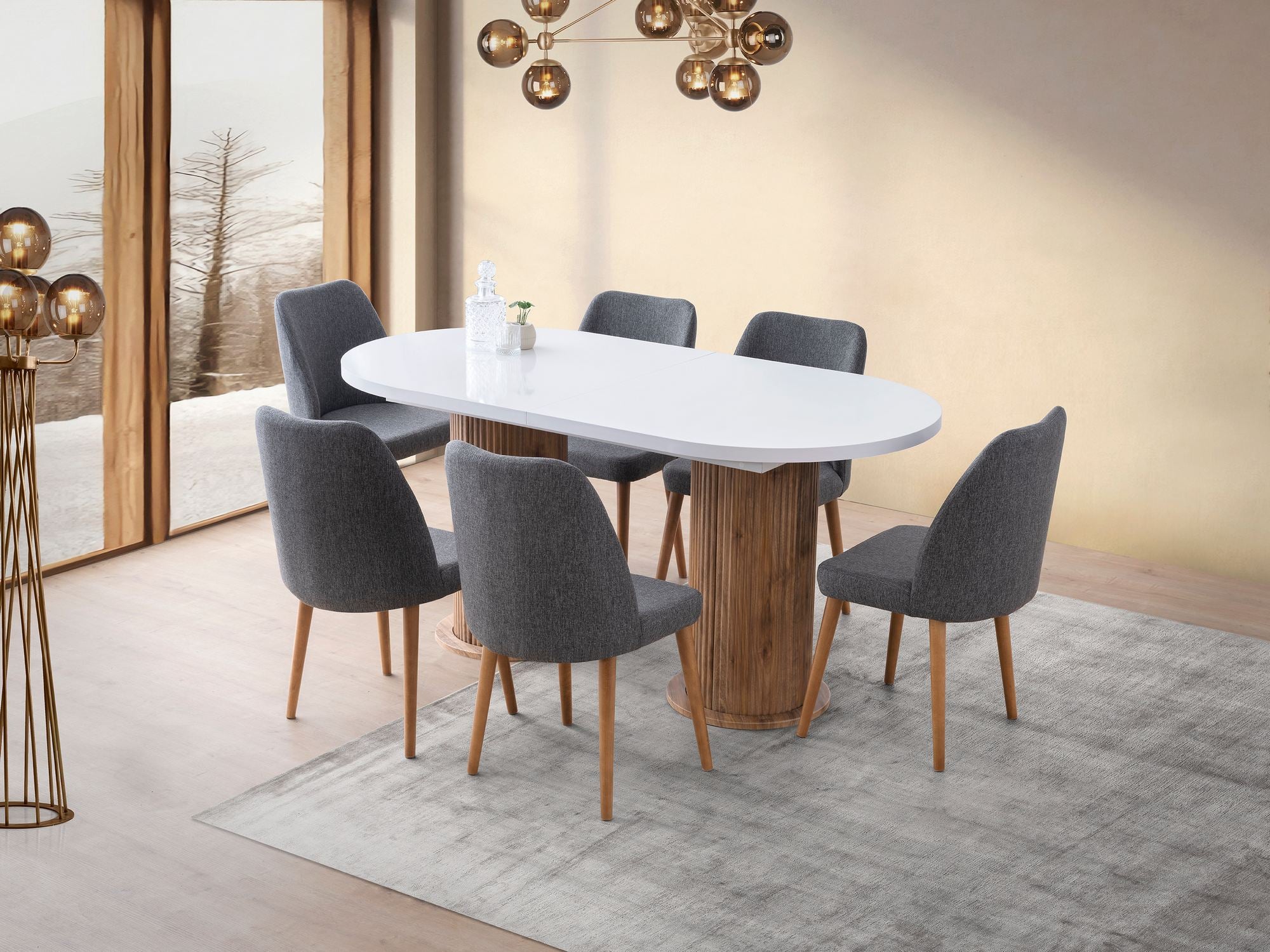 Mesa de Jantar Extensível-Gusto-Branco