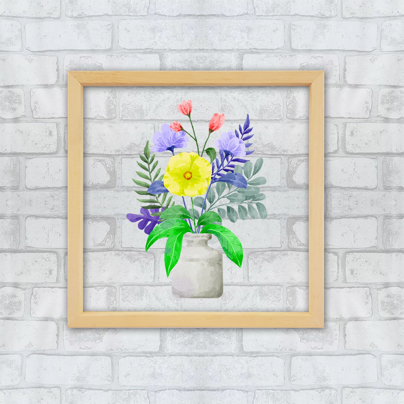 Quadro Decorativo Multicolor CAM02 - Impressão Digital UV em Vidro 3mm com Moldura de Madeira 32x32cm