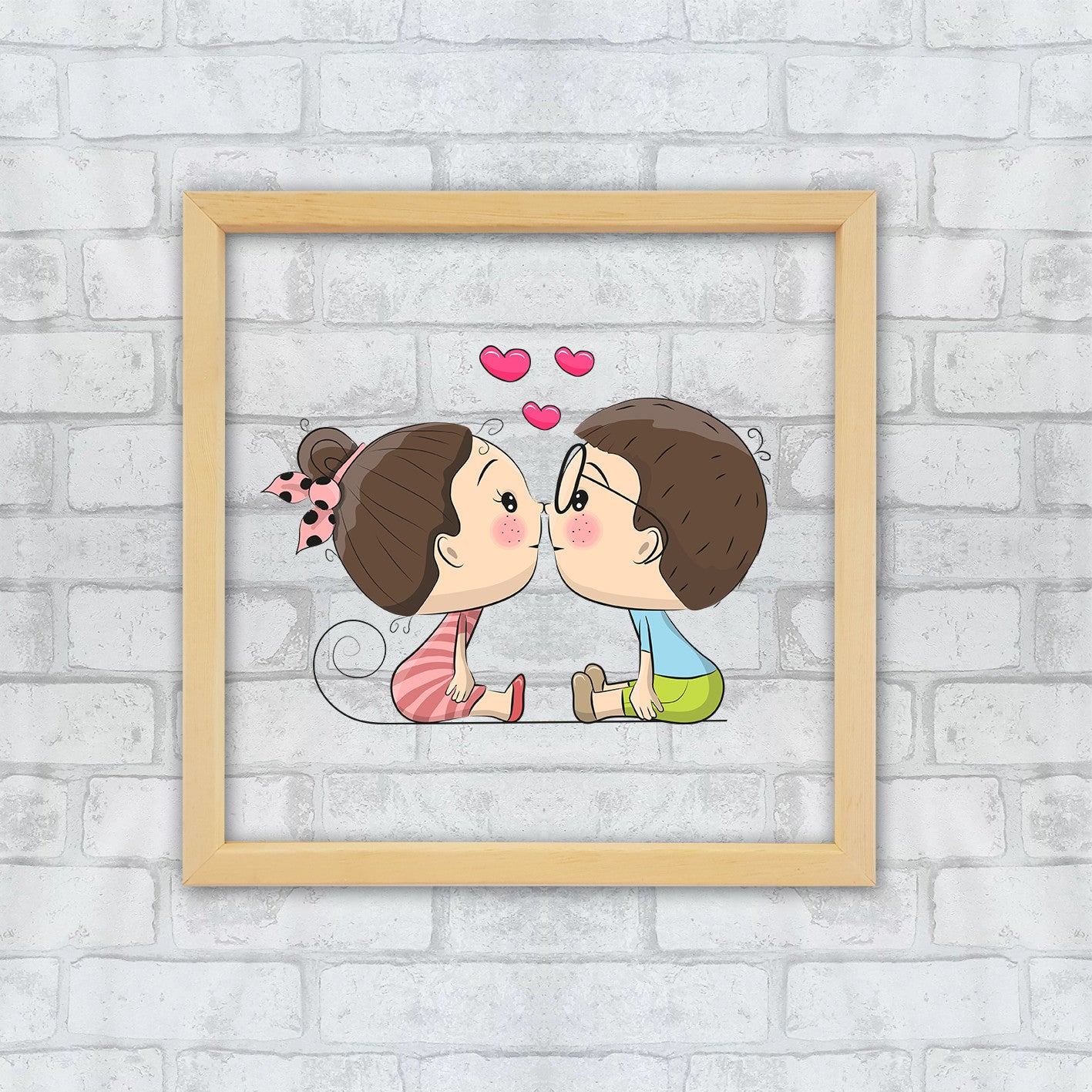 Quadro Decorativo Multicolor com Moldura de Madeira - Impressão Digital UV em Vidro 32x32cm