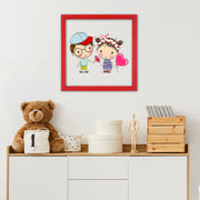 Quadro Decorativo Multicolor com Moldura de Madeira 32x32cm - Impressão Digital UV em Vidro 3mm