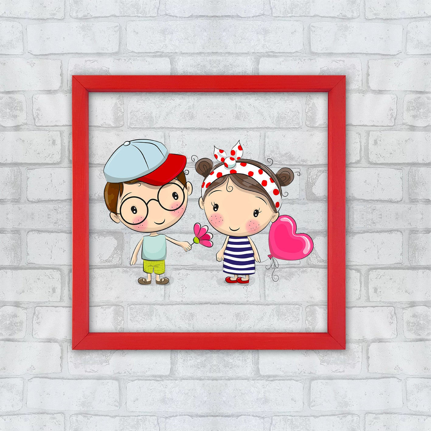 Quadro Decorativo Multicolor com Moldura de Madeira 32x32cm - Impressão Digital UV em Vidro 3mm