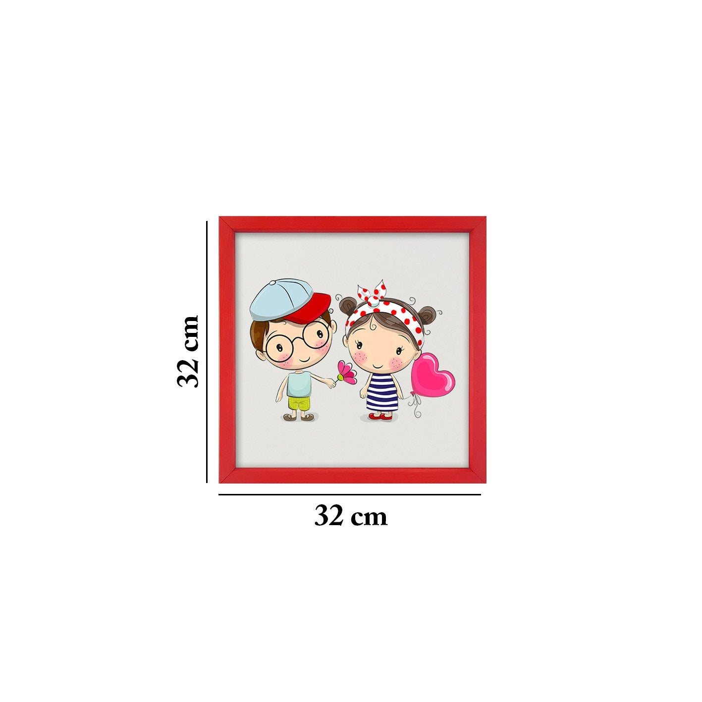 Quadro Decorativo Multicolor com Moldura de Madeira 32x32cm - Impressão Digital UV em Vidro 3mm