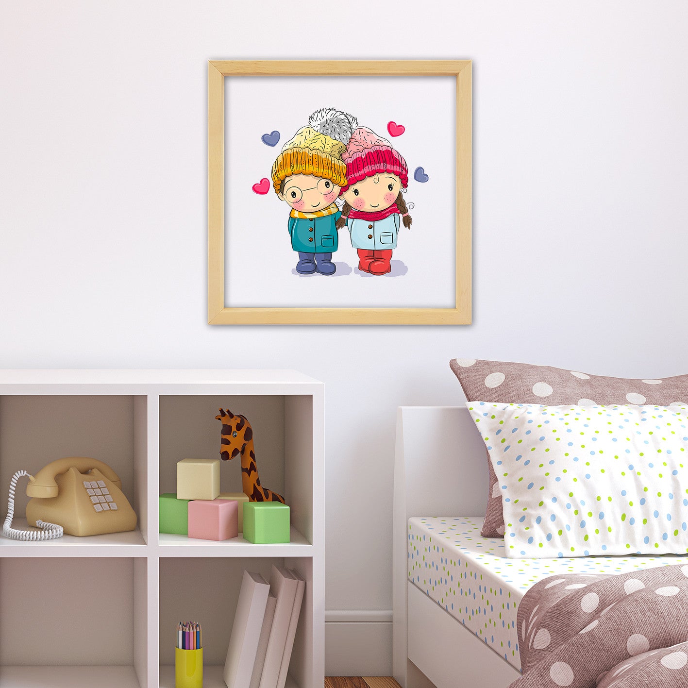 Quadro Decorativo Multicolor com Moldura de Madeira 32x32cm - Impressão Digital UV em Vidro 3mm