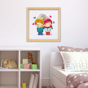 Quadro Decorativo Multicolor com Moldura de Madeira 32x32cm - Impressão Digital UV em Vidro 3mm