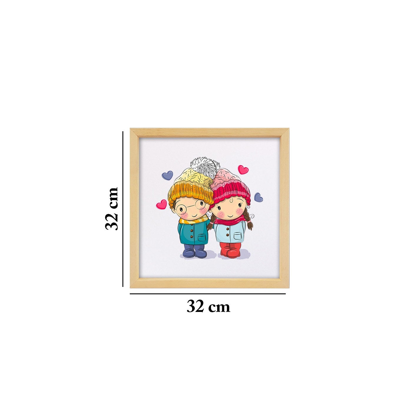 Quadro Decorativo Multicolor com Moldura de Madeira 32x32cm - Impressão Digital UV em Vidro 3mm