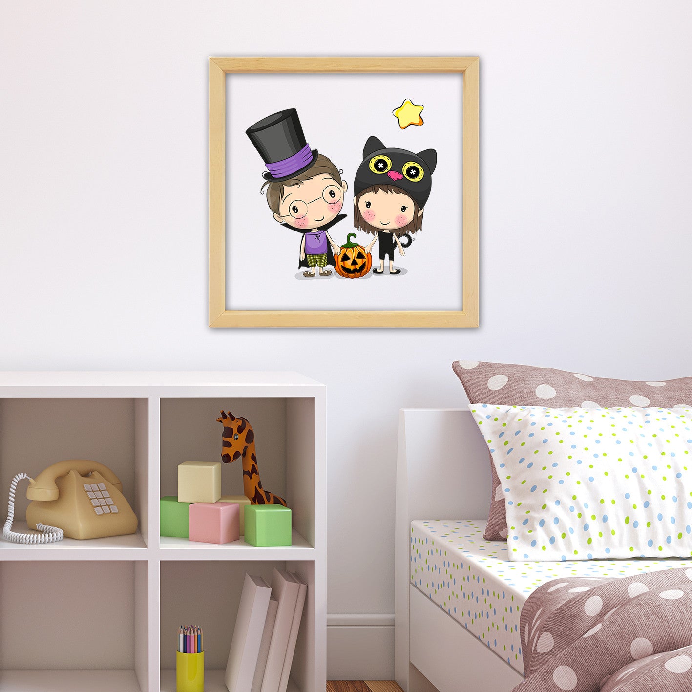 Quadro Decorativo Multicolor com Moldura de Madeira - Impressão Digital UV em Vidro 32x32cm