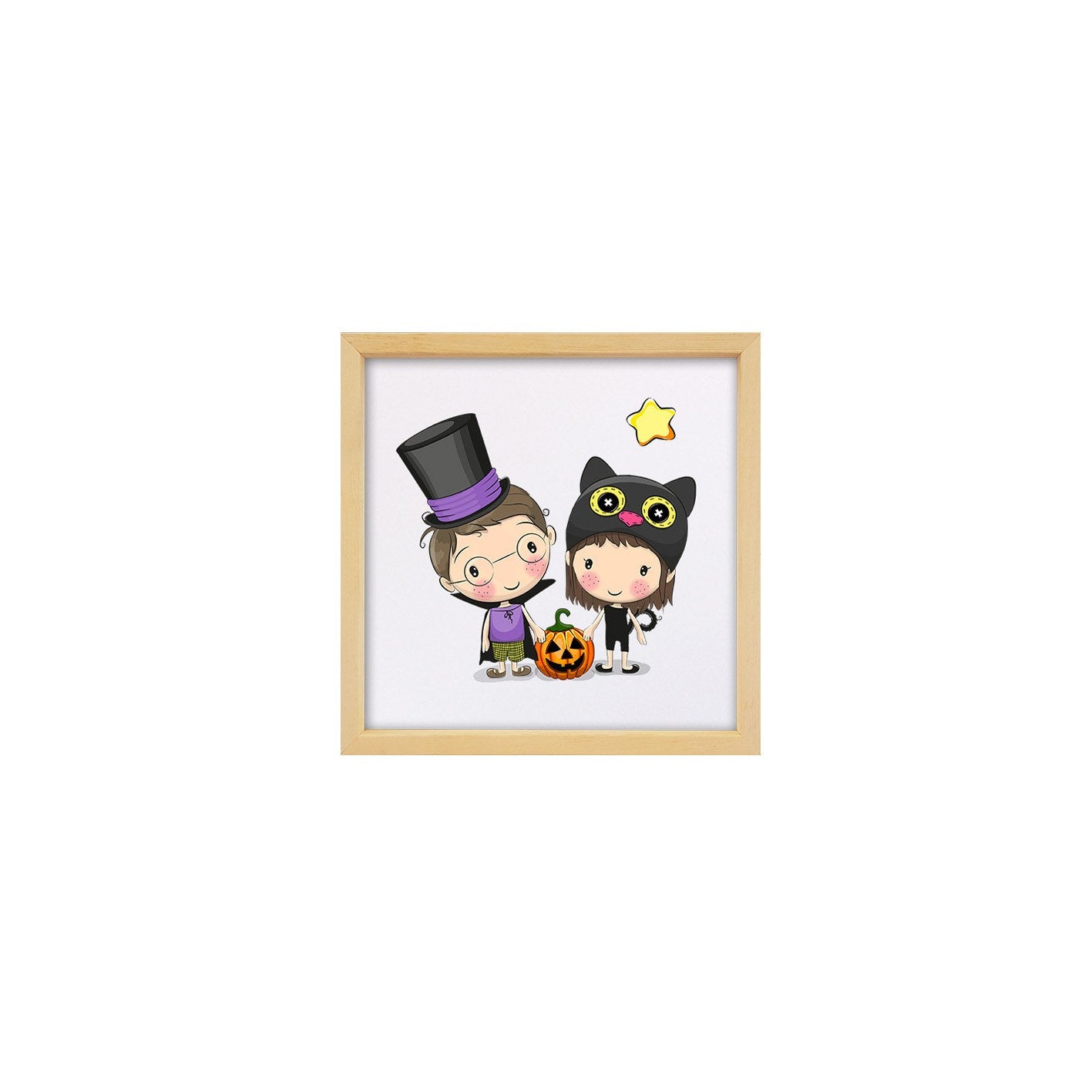 Quadro Decorativo Multicolor com Moldura de Madeira - Impressão Digital UV em Vidro 32x32cm