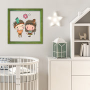 Quadro Decorativo Multicolor com Moldura de Madeira 32x32cm - Impressão Digital UV em Vidro 3mm